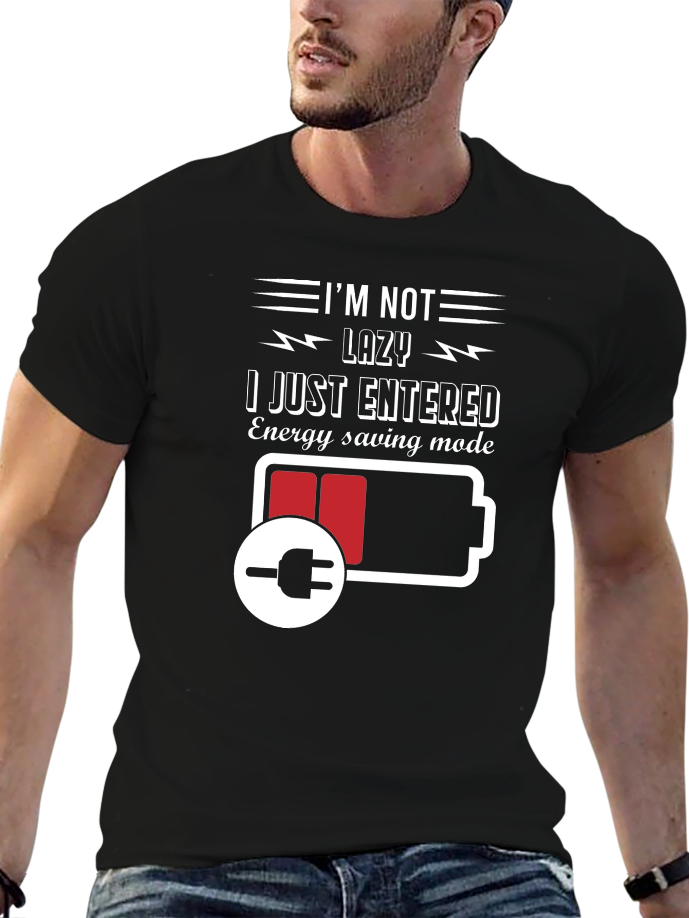 Im Not Lazy Energy Saving Mode Black T-Shirt