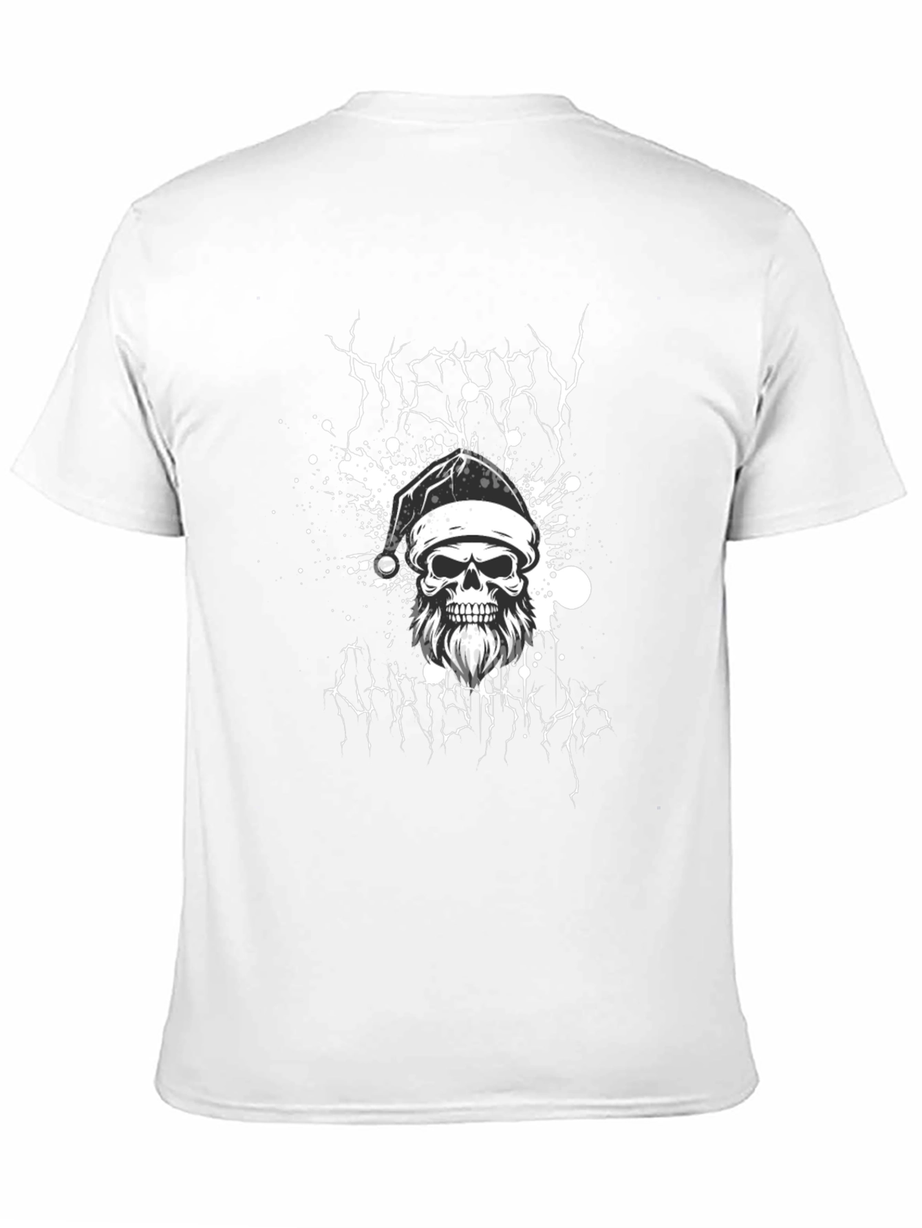 Merry Christmas Skull Graphic Tee - Black