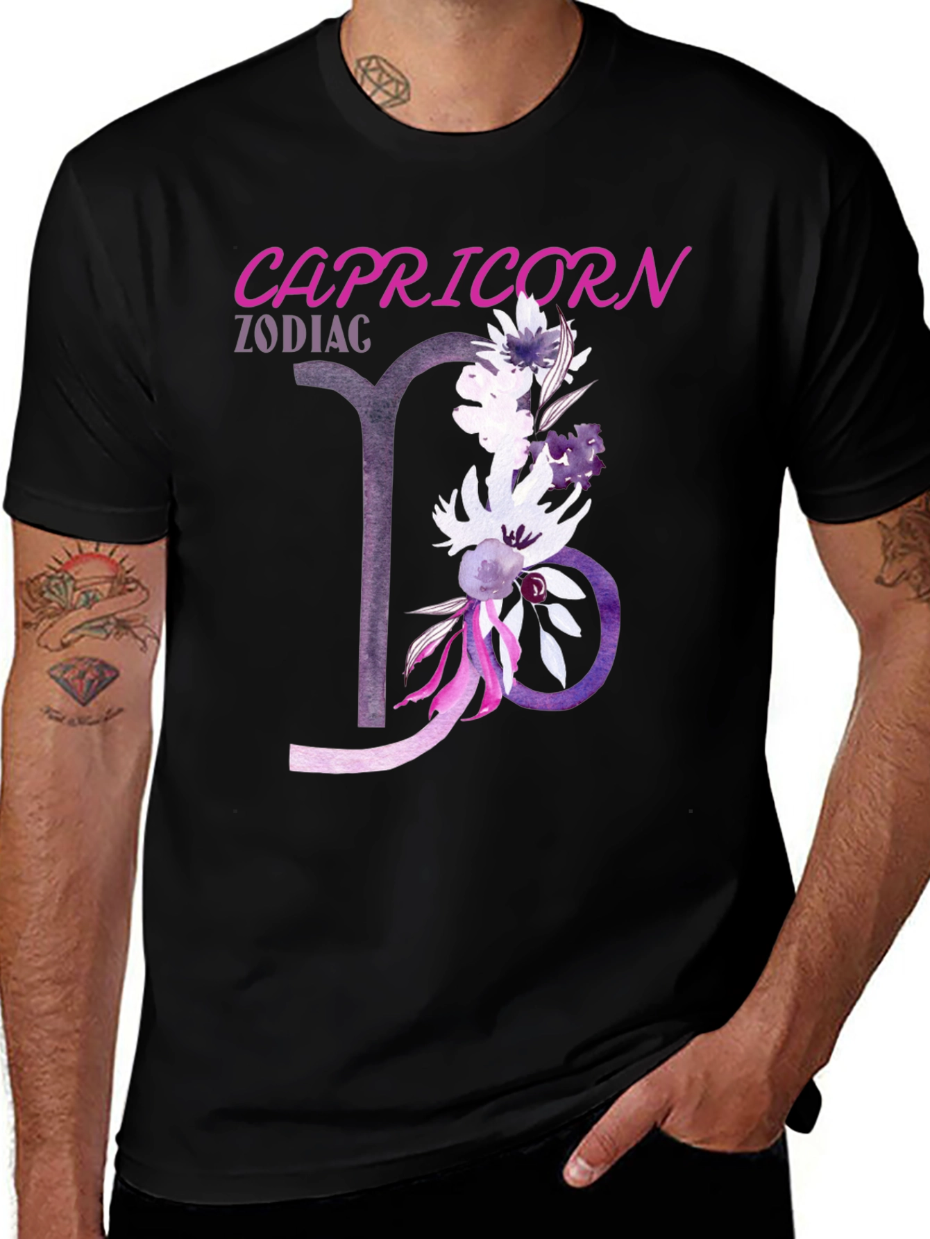 Capricorn Zodiac Flower Graphic Tee