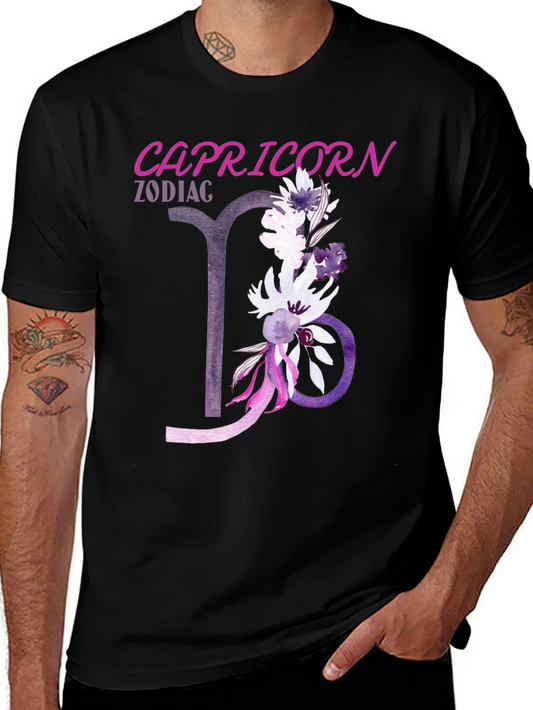 Capricorn Zodiac Flower Graphic Tee