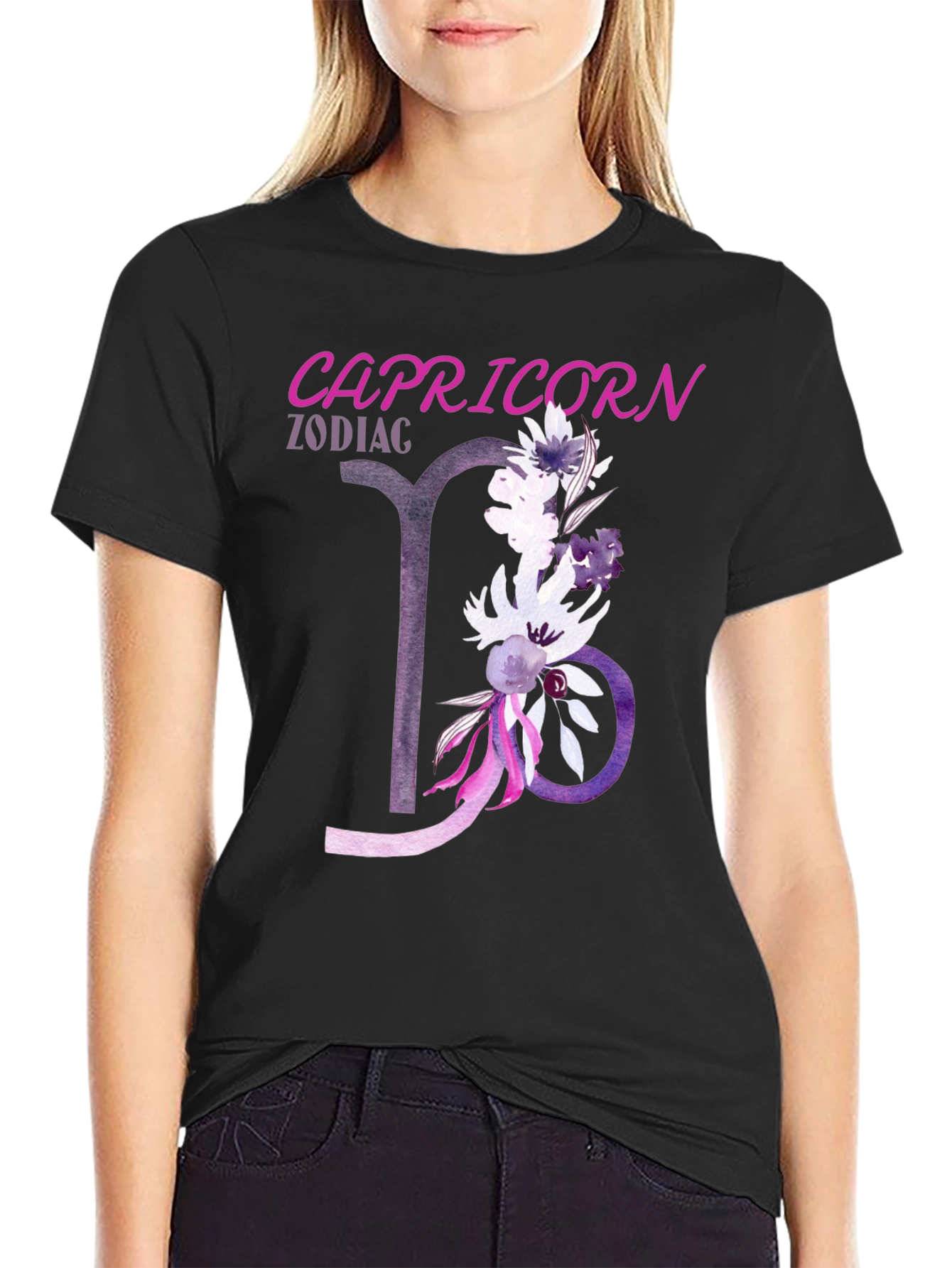 Capricorn Zodiac Flower Graphic Tee