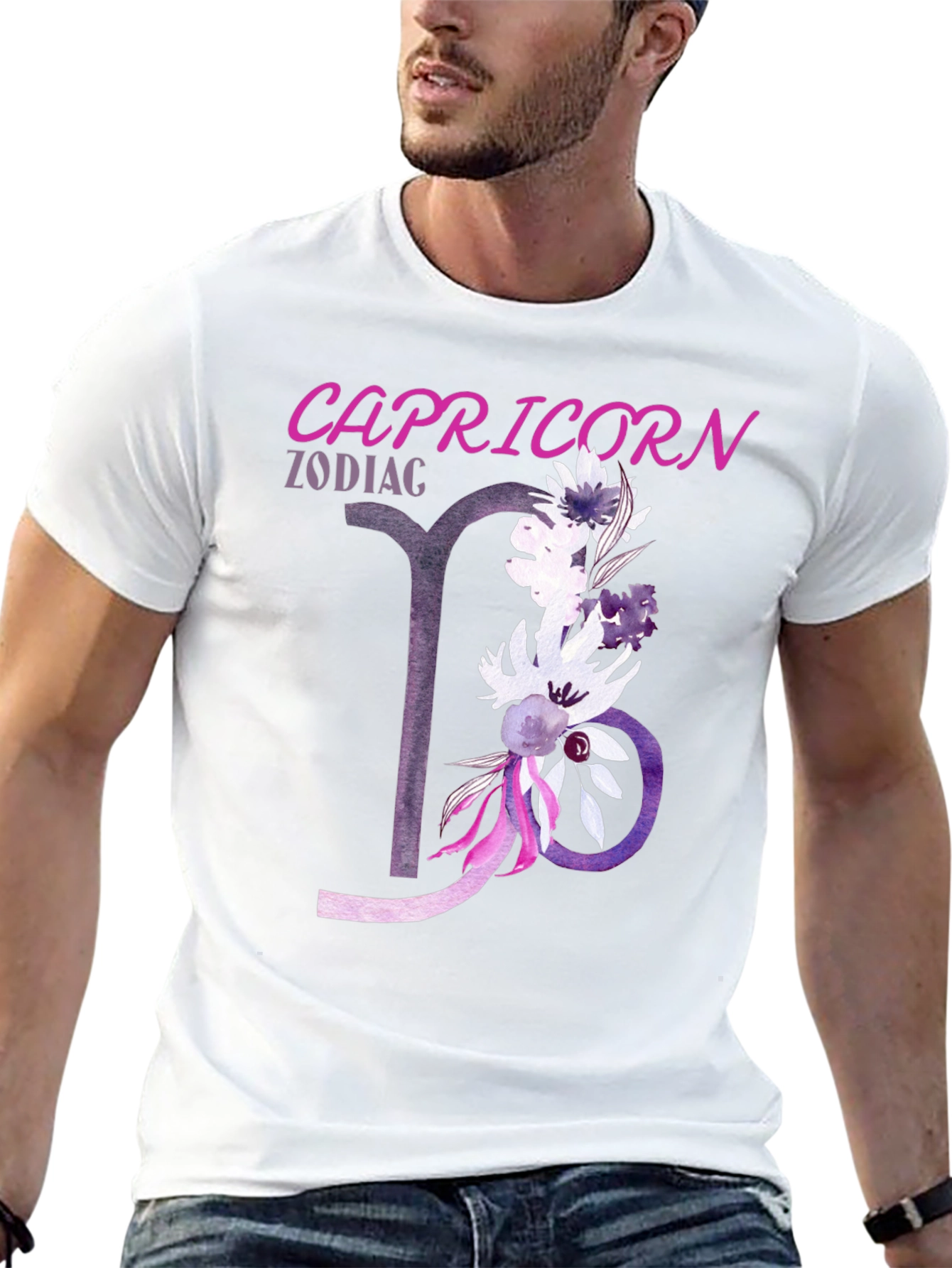Capricorn Zodiac Flower Graphic Tee