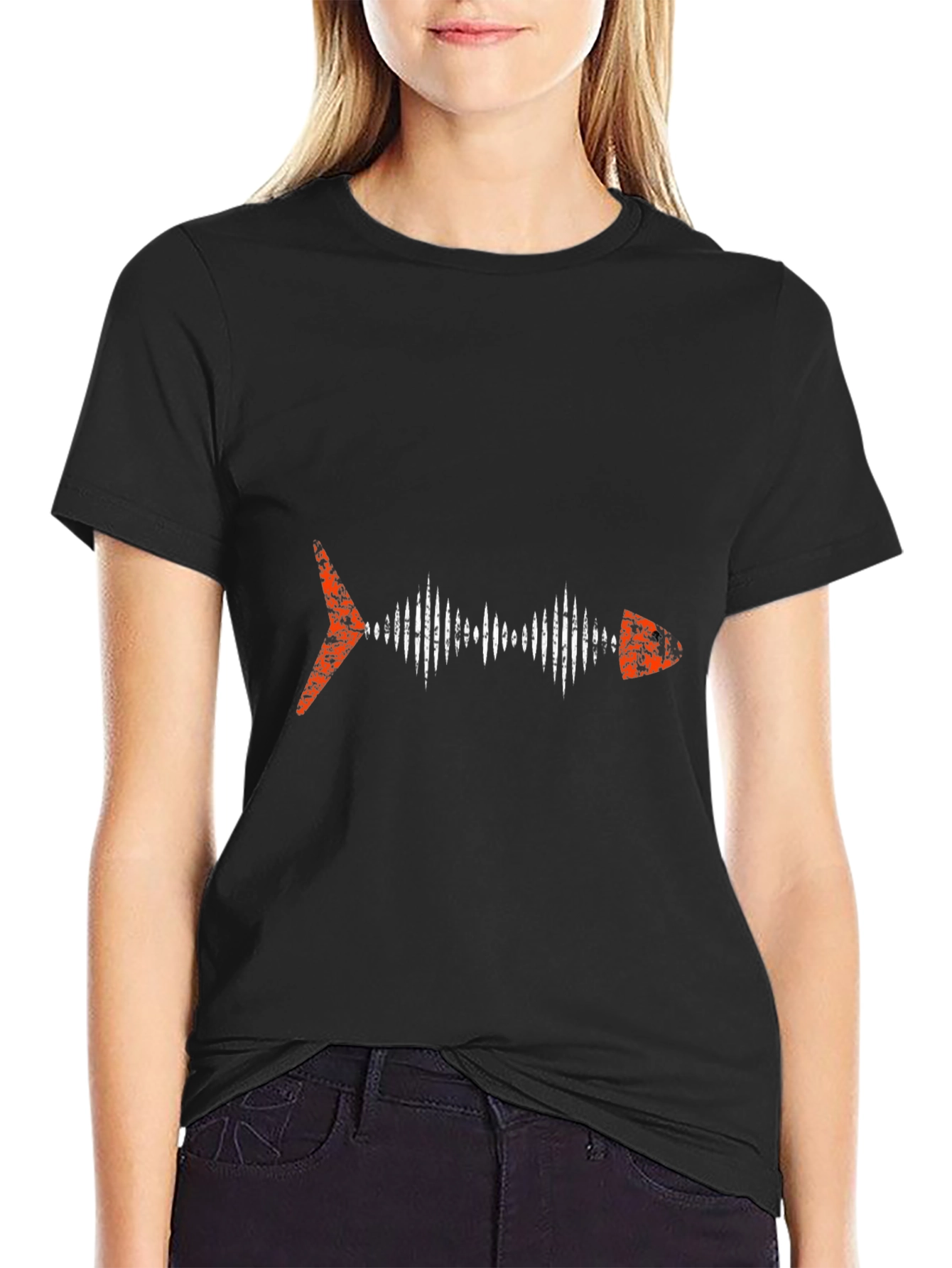 Cool Fishbone Graphic Black T-Shirt