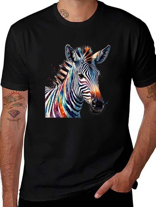 Rainbow Zebra Graphic Tee - Mens Black T-Shirt