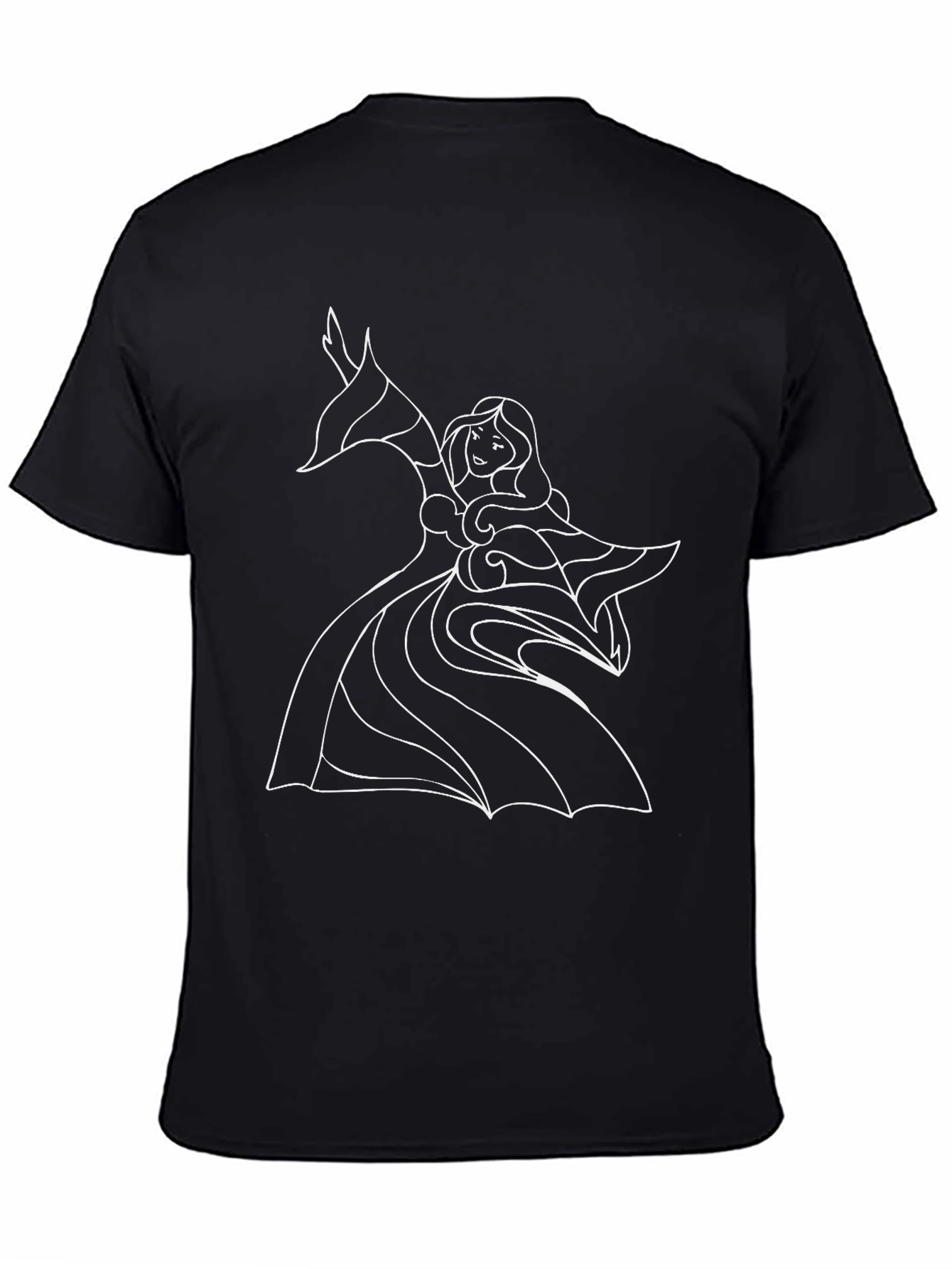 Elegant Black T-Shirt with Stylized Dancer Design