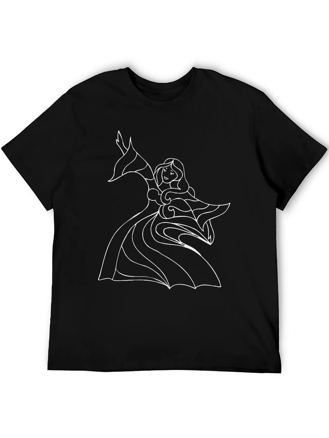 Elegant Black T-Shirt with Stylized Dancer Design
