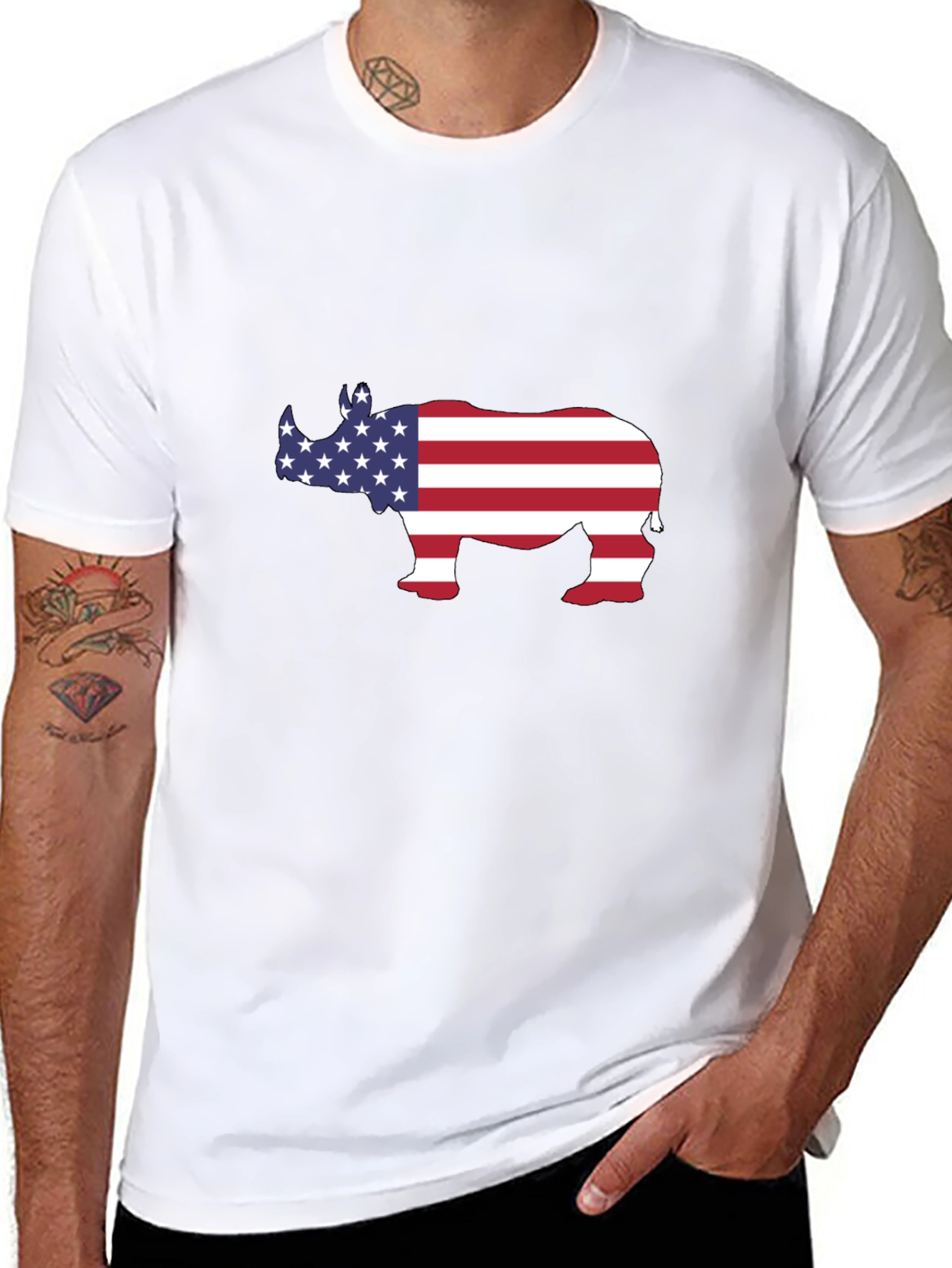 American Rhino T-Shirt - Patriotic Design