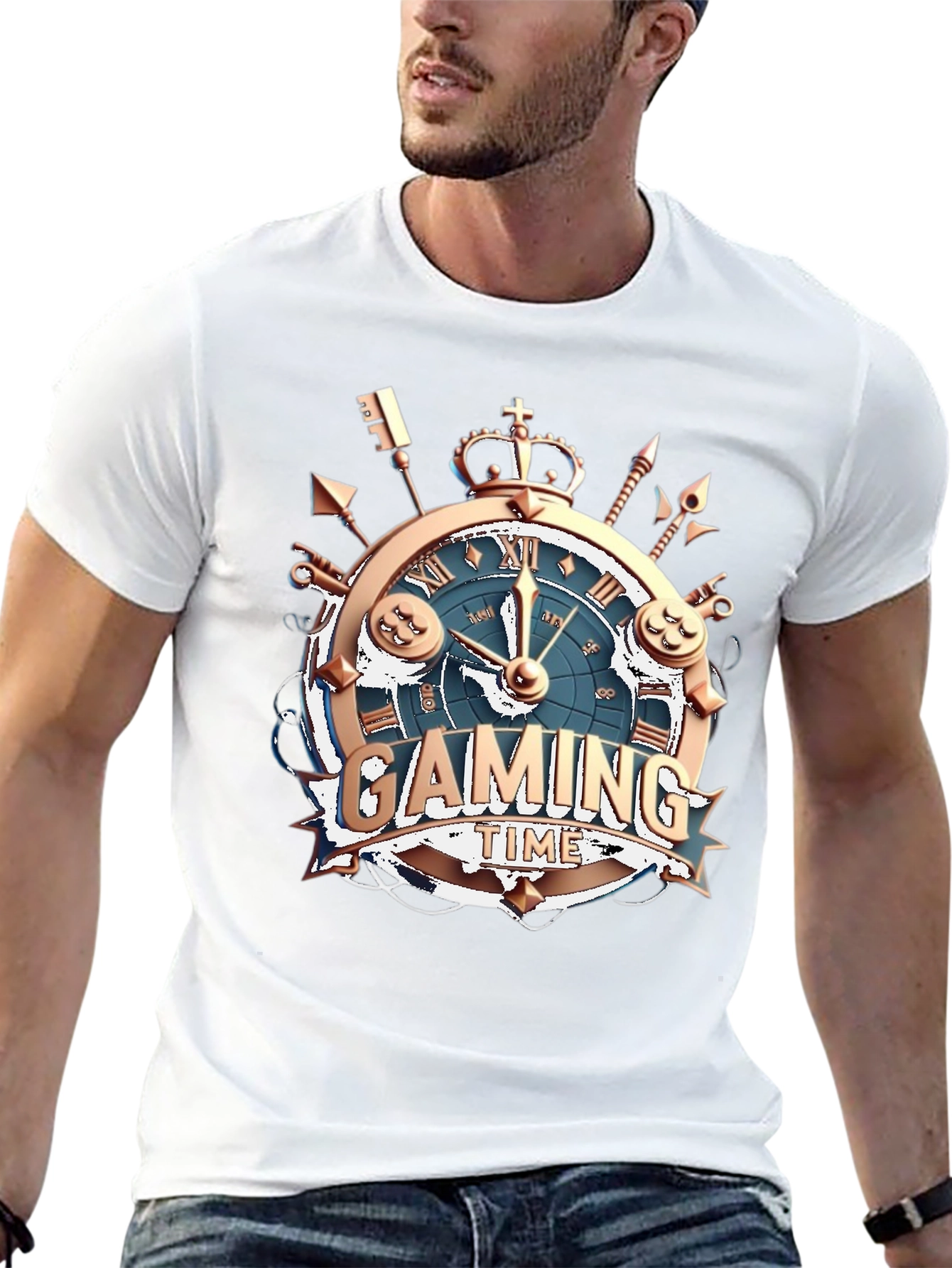 Gaming Time Black T-Shirt: Gamer Clock Design