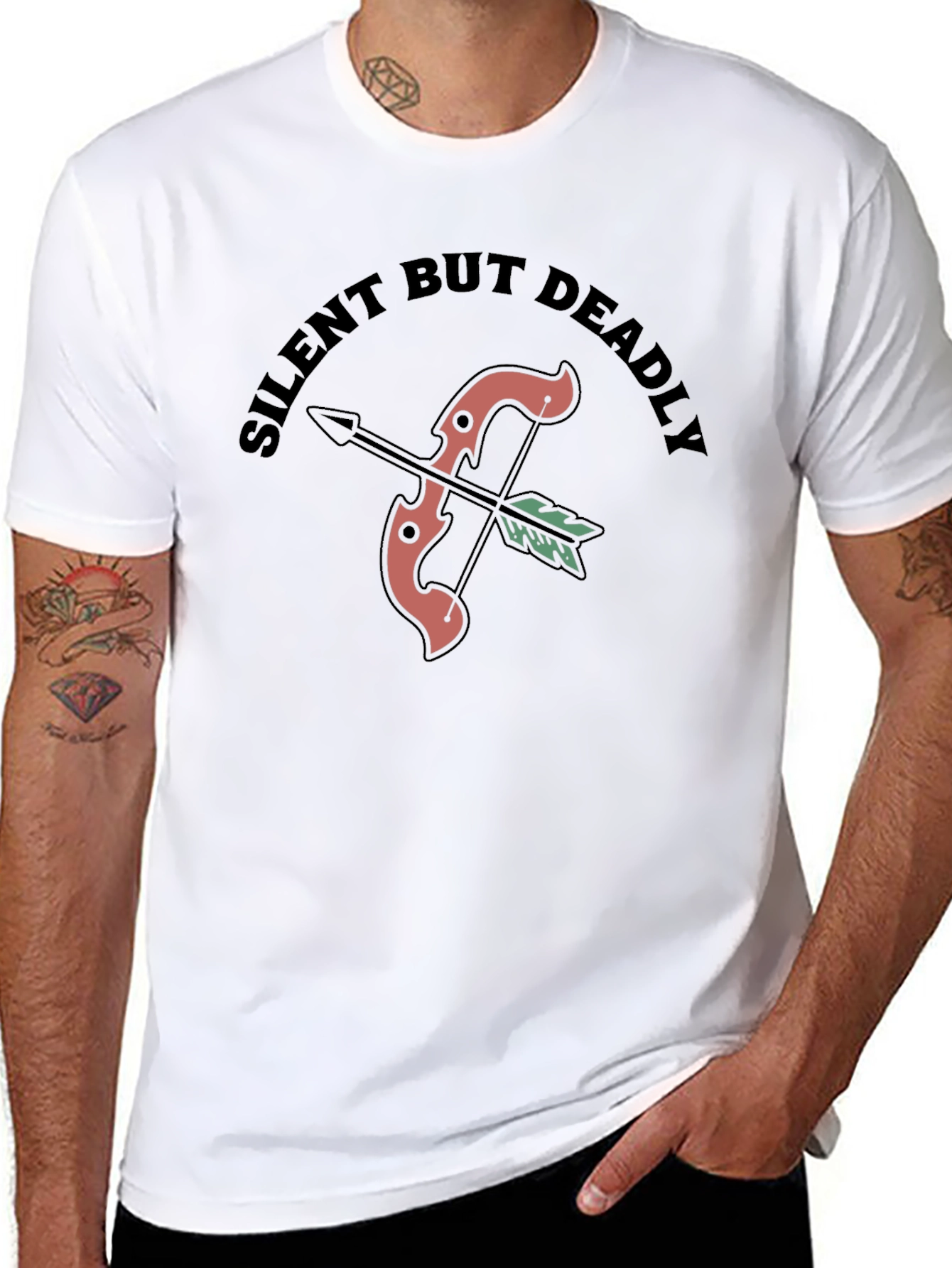 Silent But Deadly Bow & Arrow Black T-Shirt