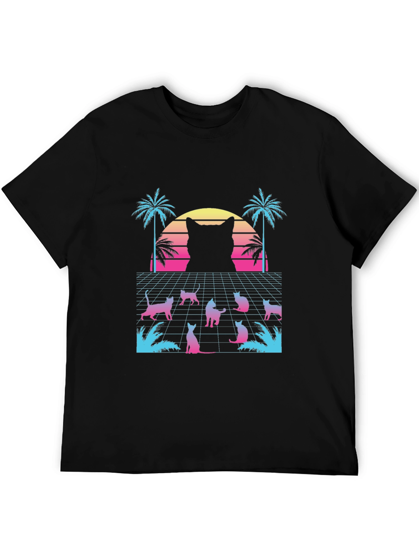 Retro Cat Synthwave Graphic Tee