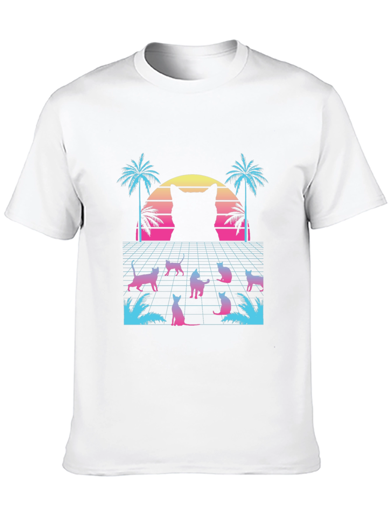 Retro Cat Synthwave Graphic Tee