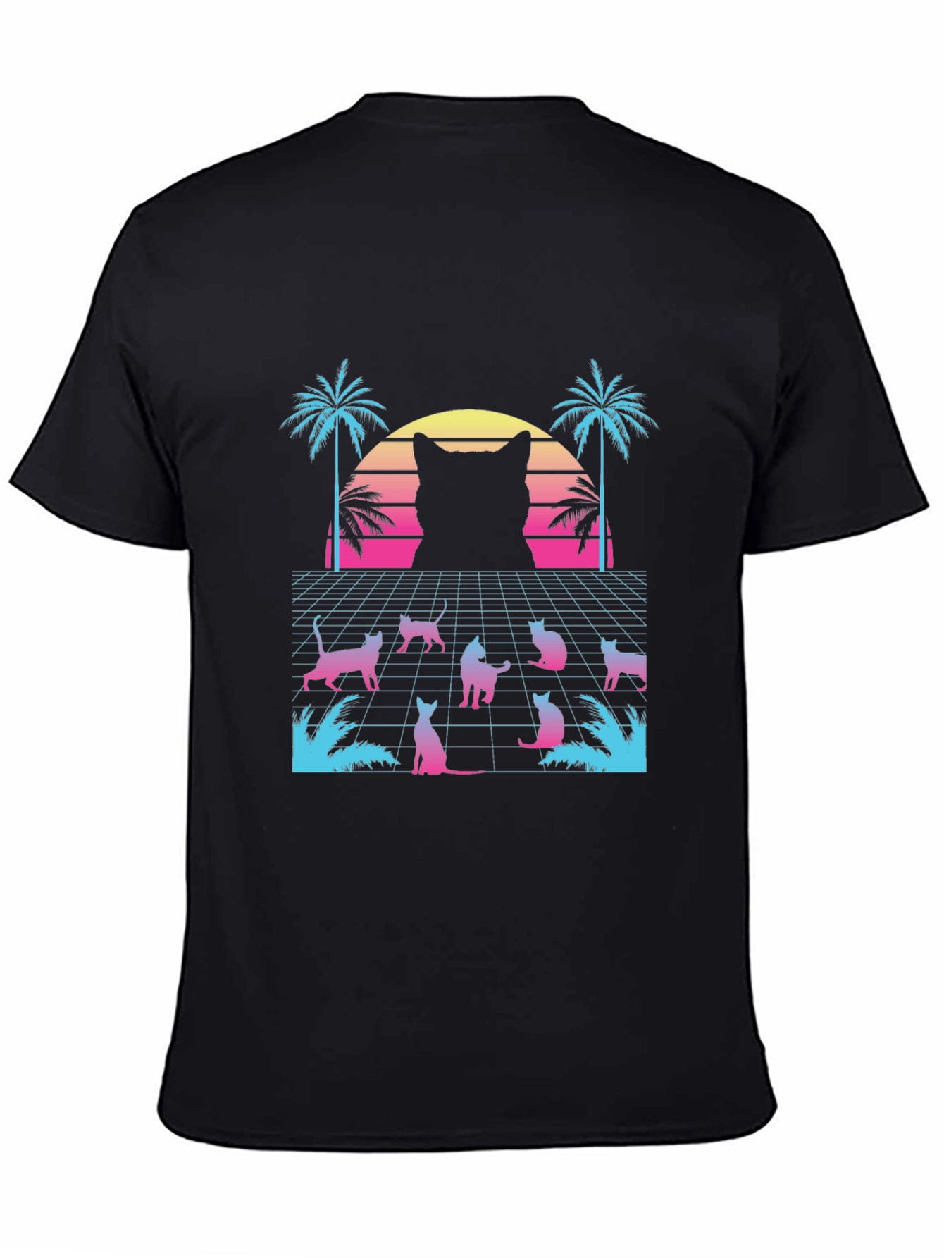 Retro Cat Synthwave Graphic Tee