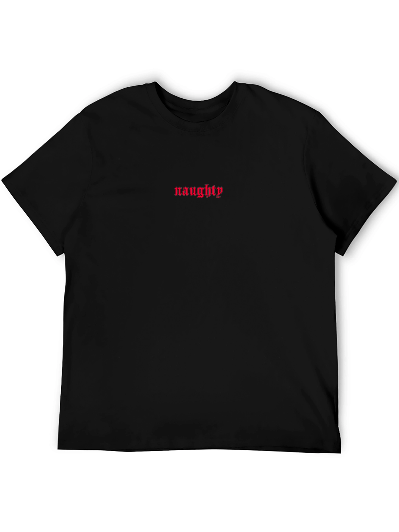 Naughty Embroidered Graphic Tee - Black
