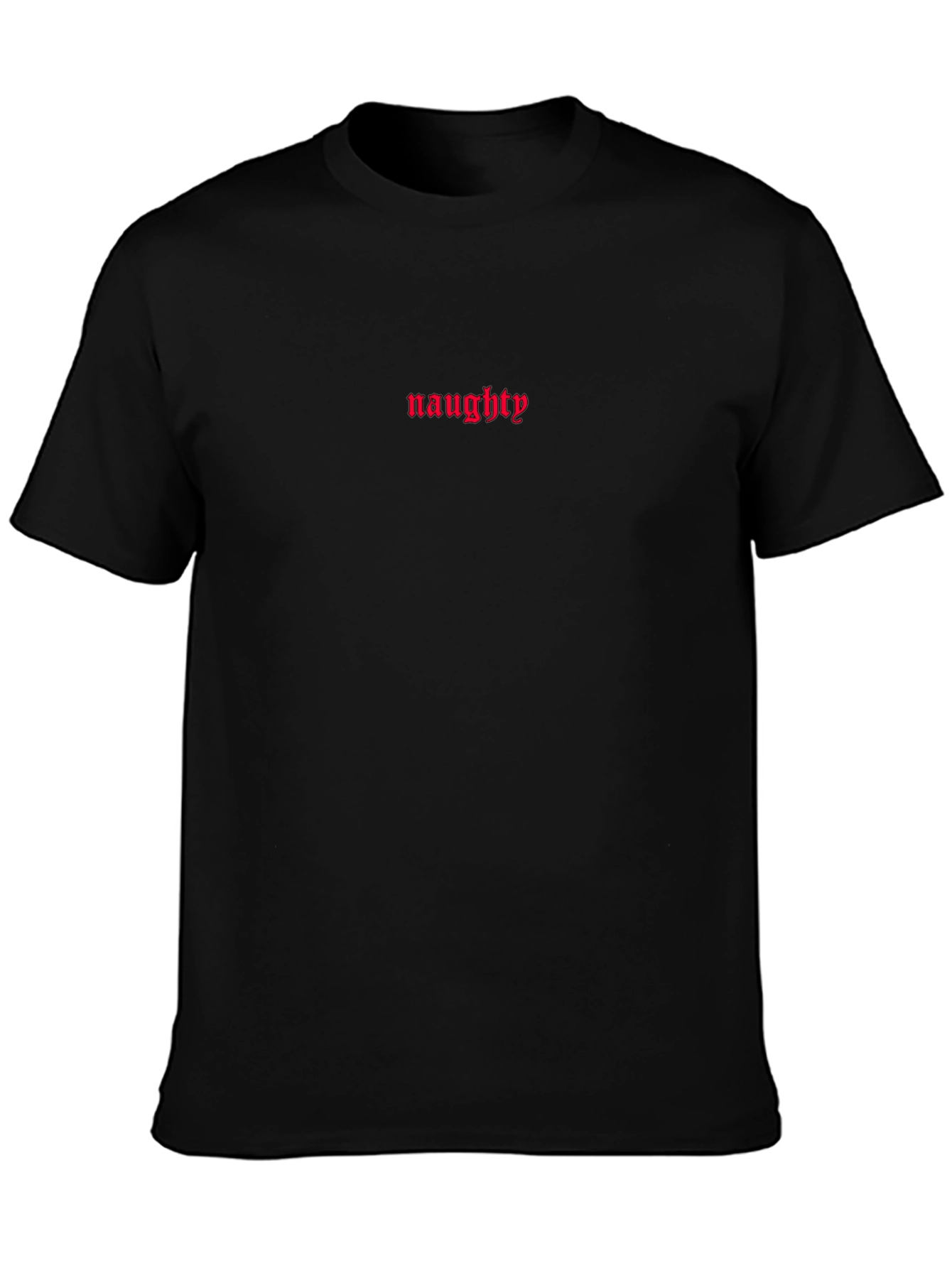 Naughty Embroidered Graphic Tee - Black