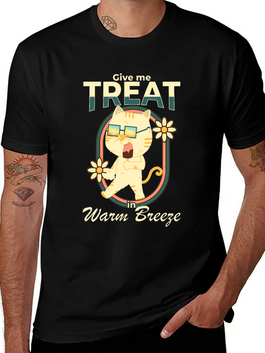 Give Me Treat Cat T-Shirt - Warm Breeze