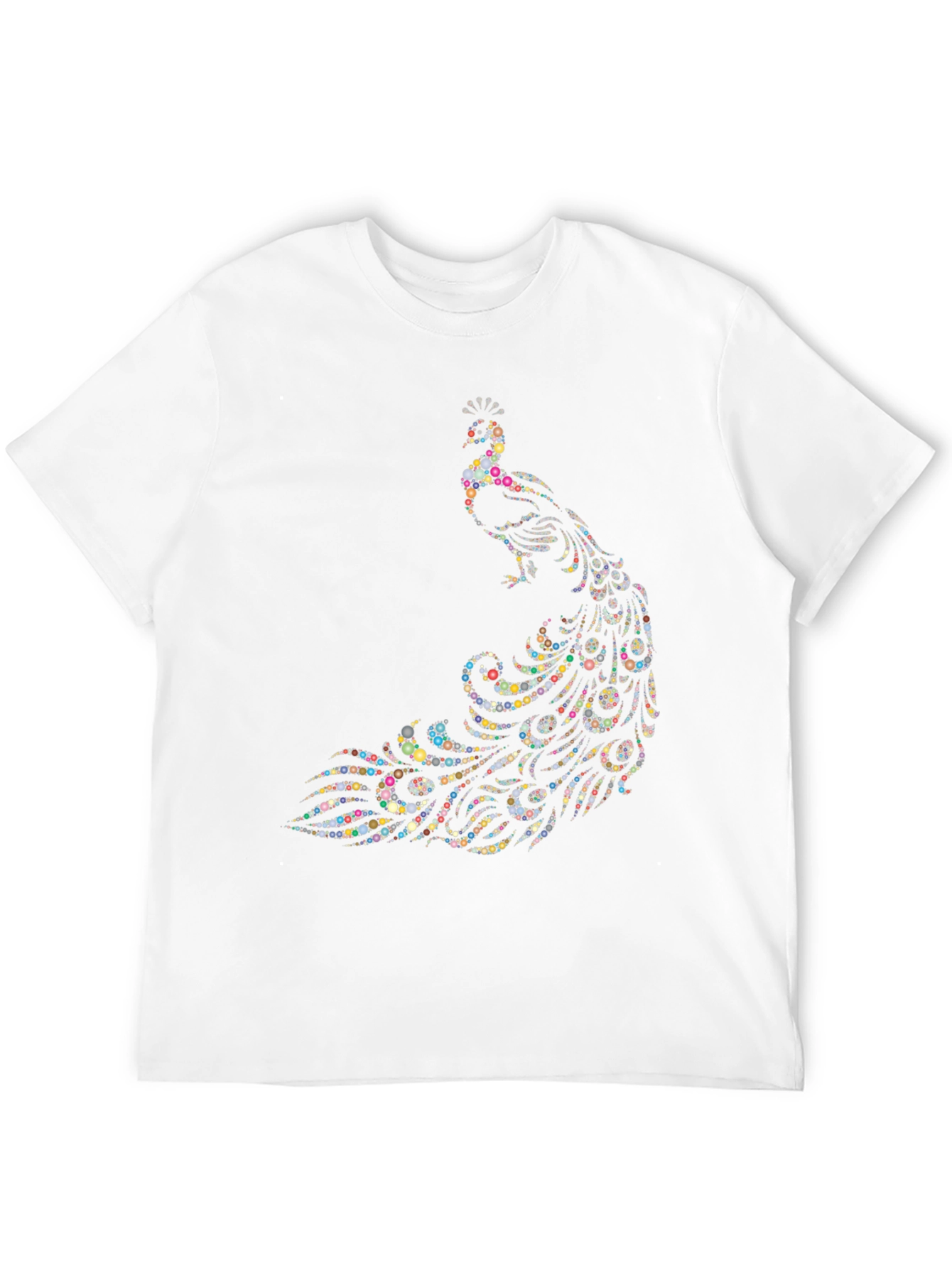 Peacock Dot Art Graphic Black T-Shirt