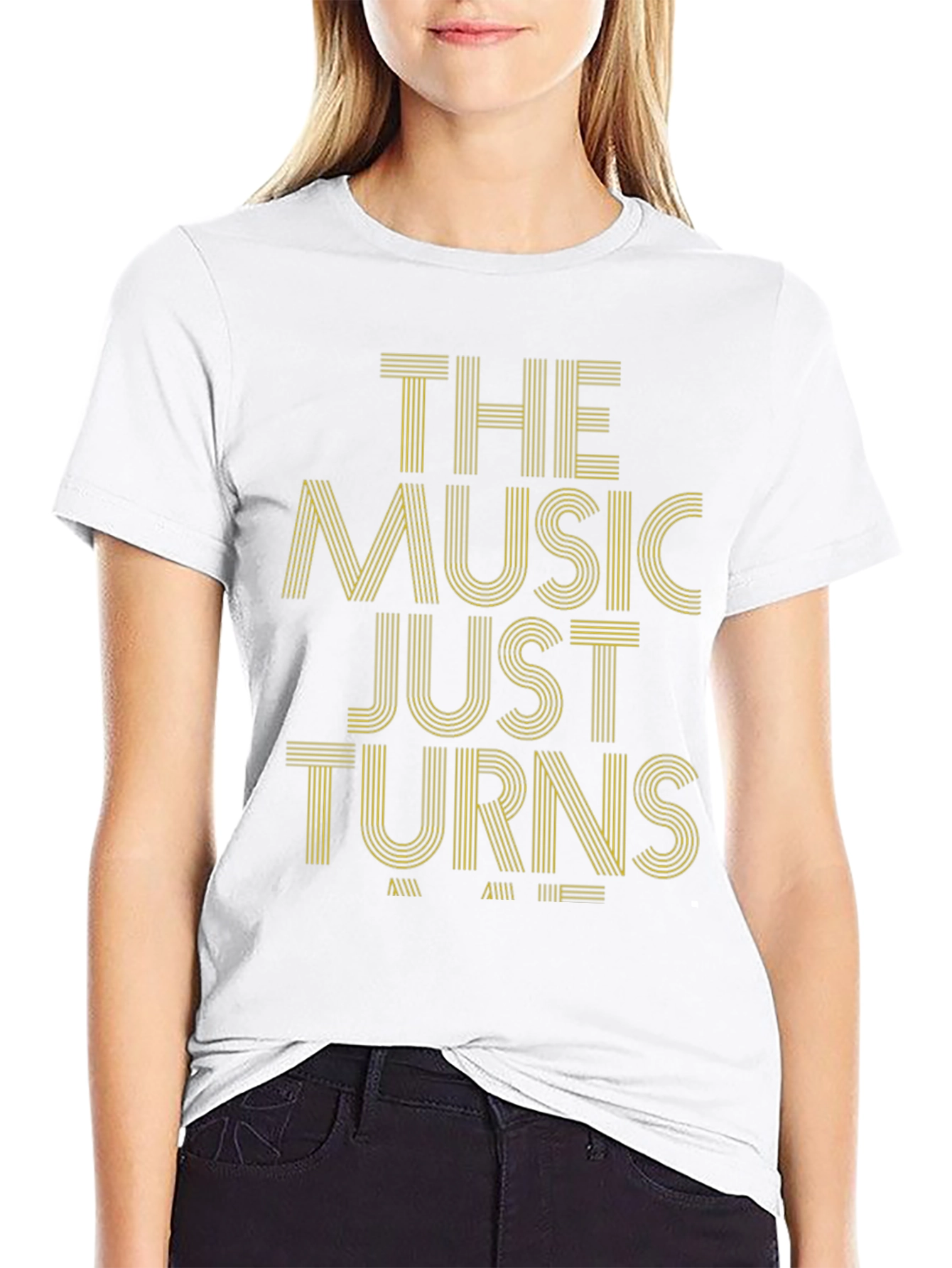 The Music Just Turns T-Shirt - Stylish Graphic Tee