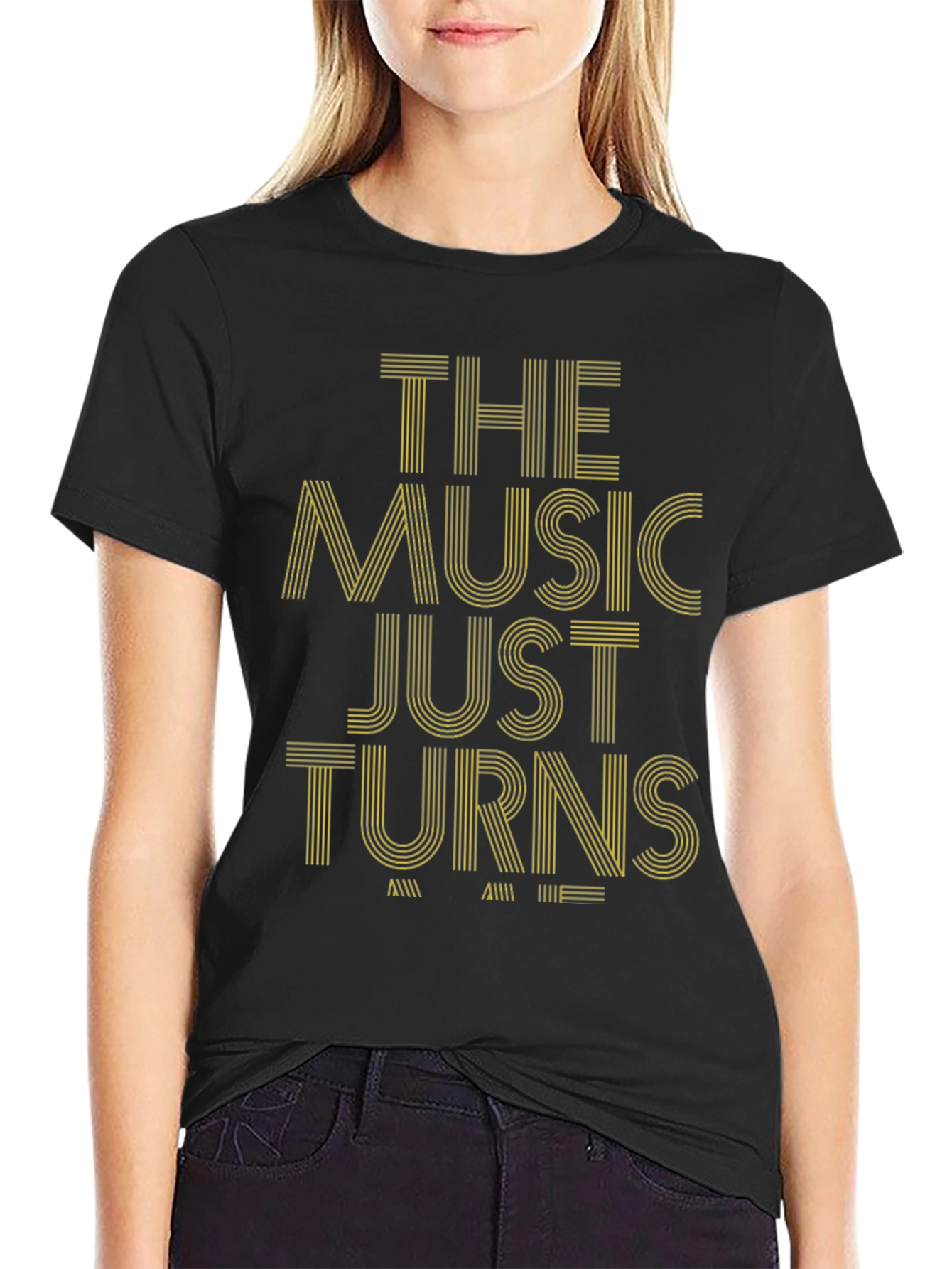 The Music Just Turns T-Shirt - Stylish Graphic Tee