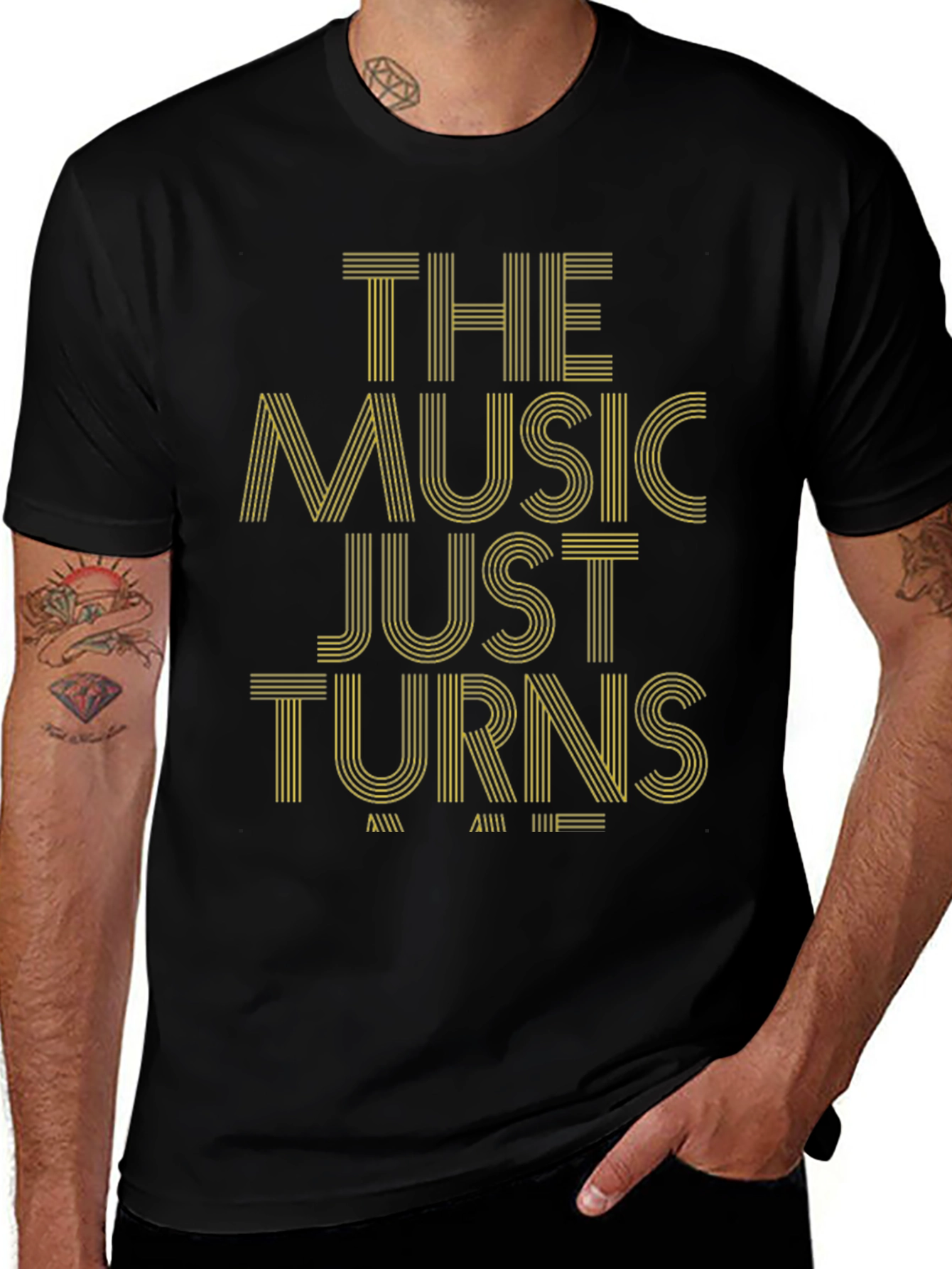 The Music Just Turns T-Shirt - Stylish Graphic Tee