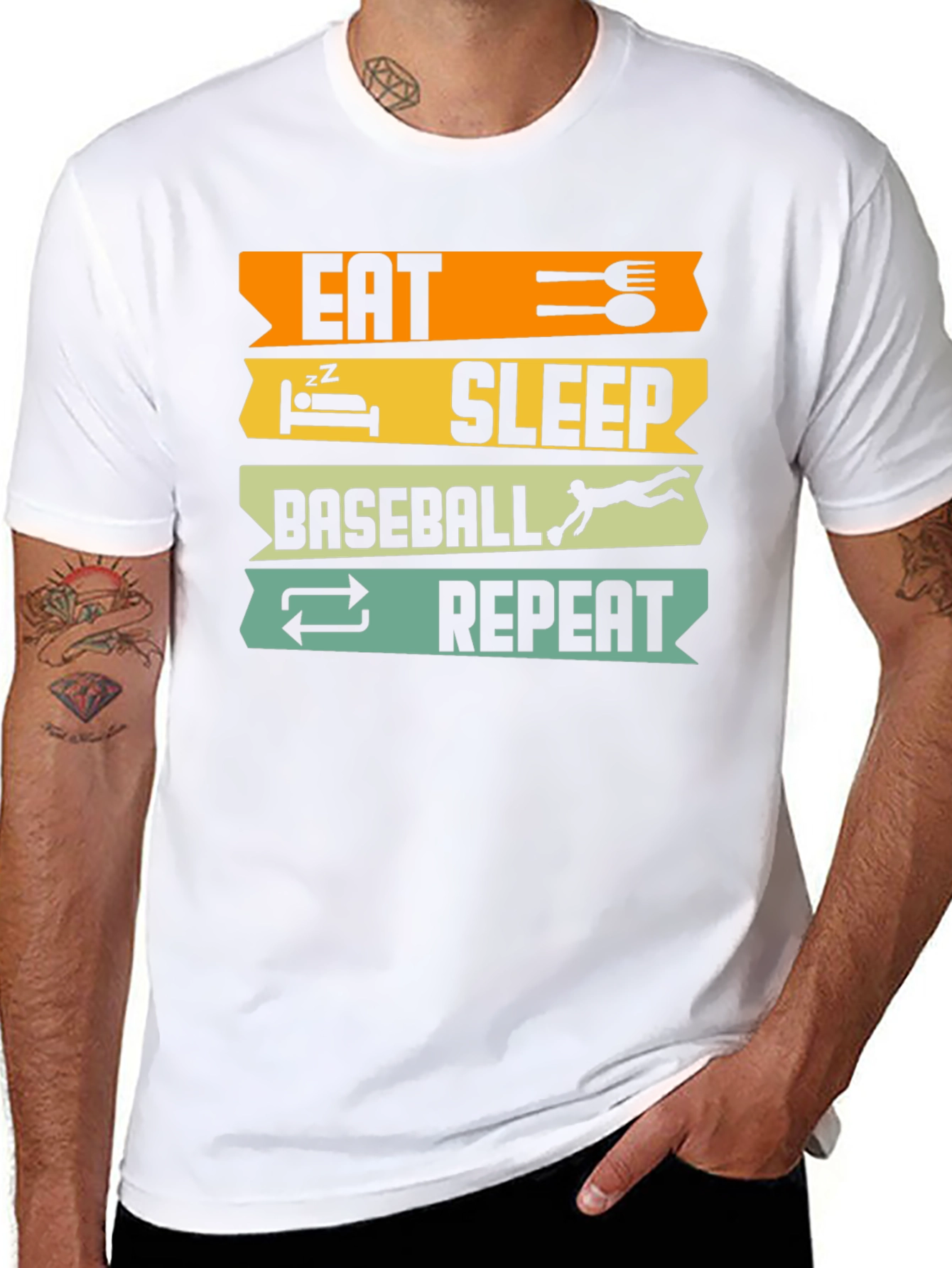 Eat Sleep Baseball Repeat Black T-Shirt