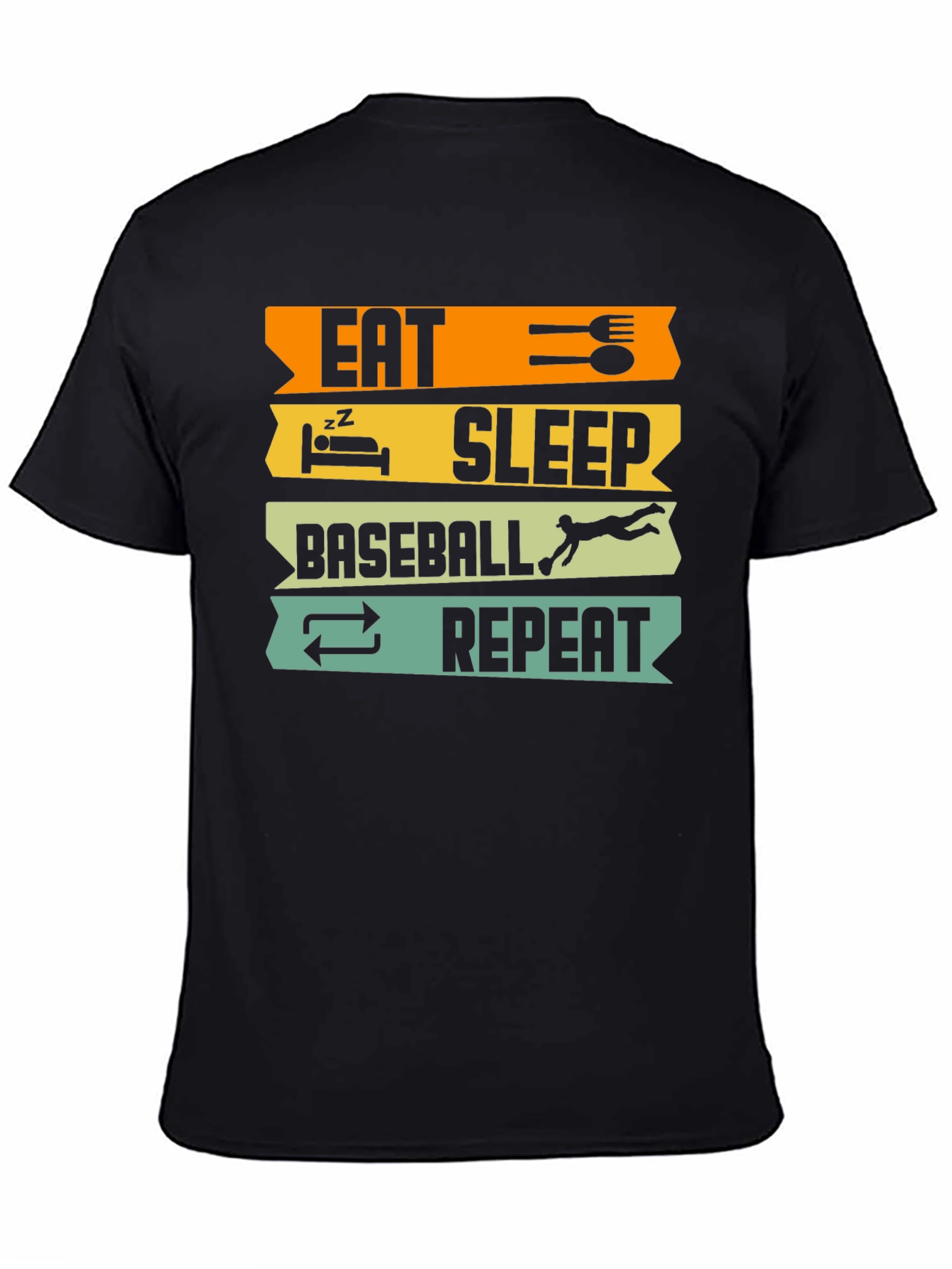Eat Sleep Baseball Repeat Black T-Shirt