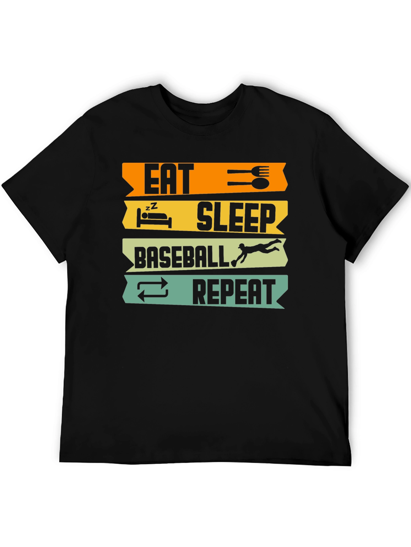 Eat Sleep Baseball Repeat Black T-Shirt