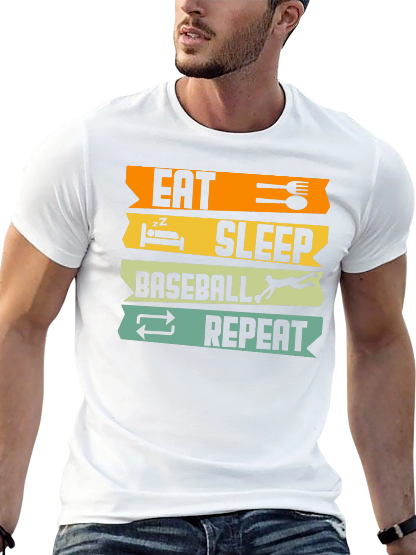 Eat Sleep Baseball Repeat Black T-Shirt