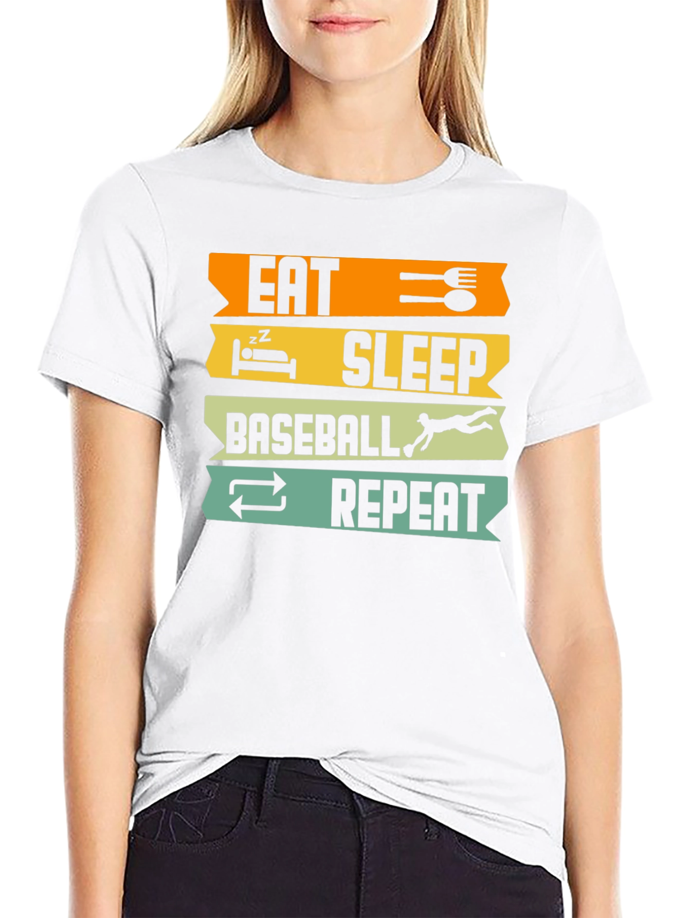 Eat Sleep Baseball Repeat Black T-Shirt