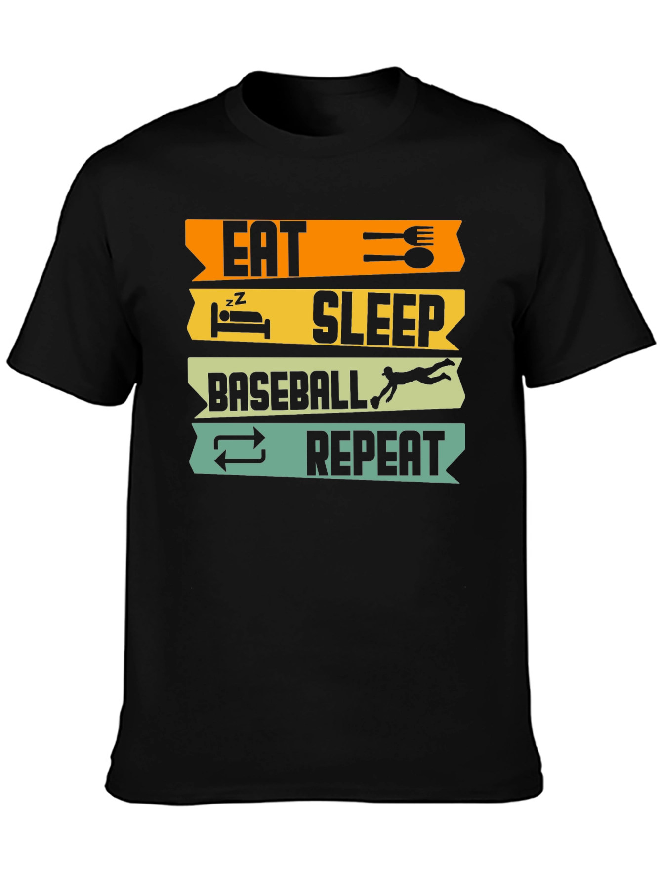 Eat Sleep Baseball Repeat Black T-Shirt