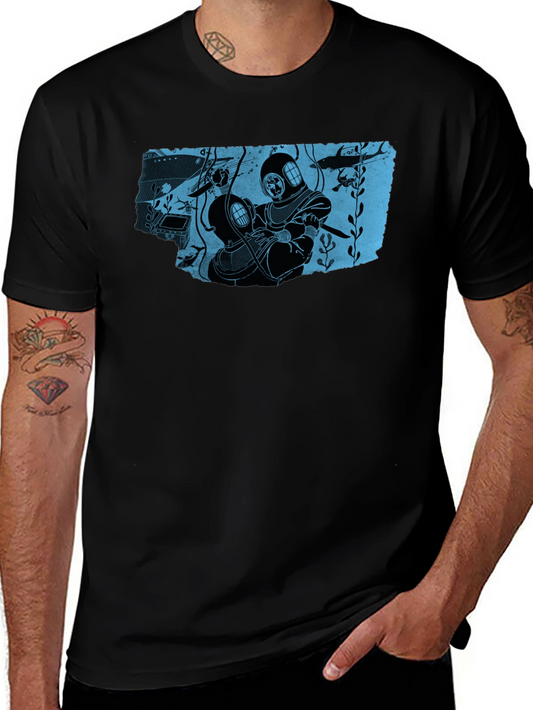Vintage Diver Graphic Tee - Black