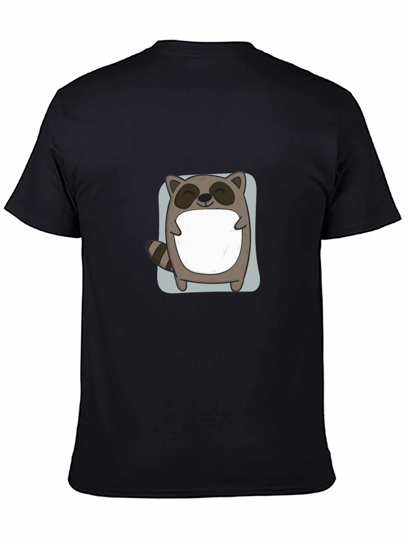 Cute Raccoon Graphic Black T-Shirt