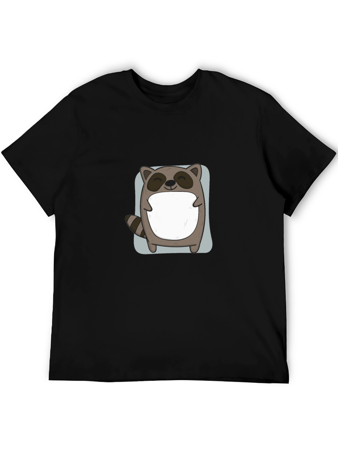 Cute Raccoon Graphic Black T-Shirt