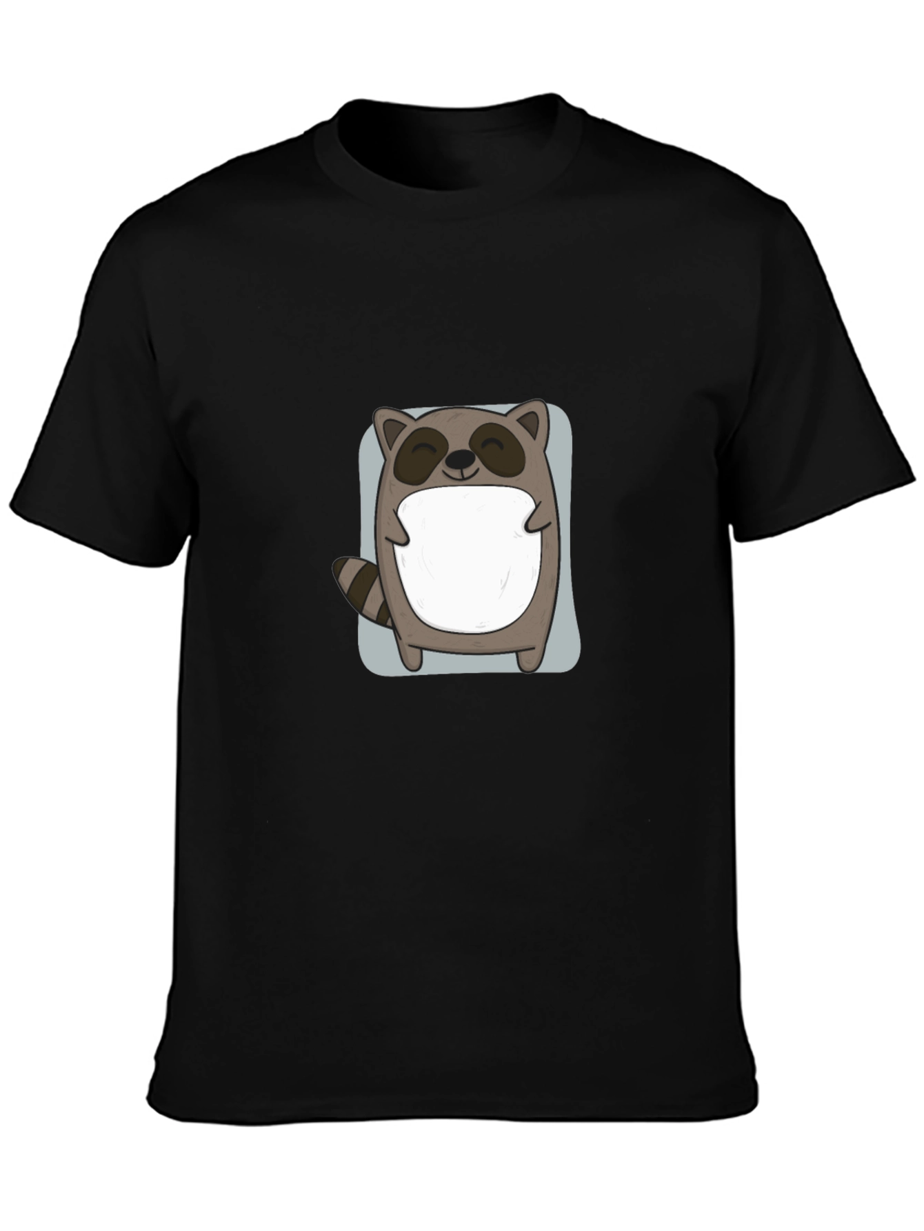 Cute Raccoon Graphic Black T-Shirt