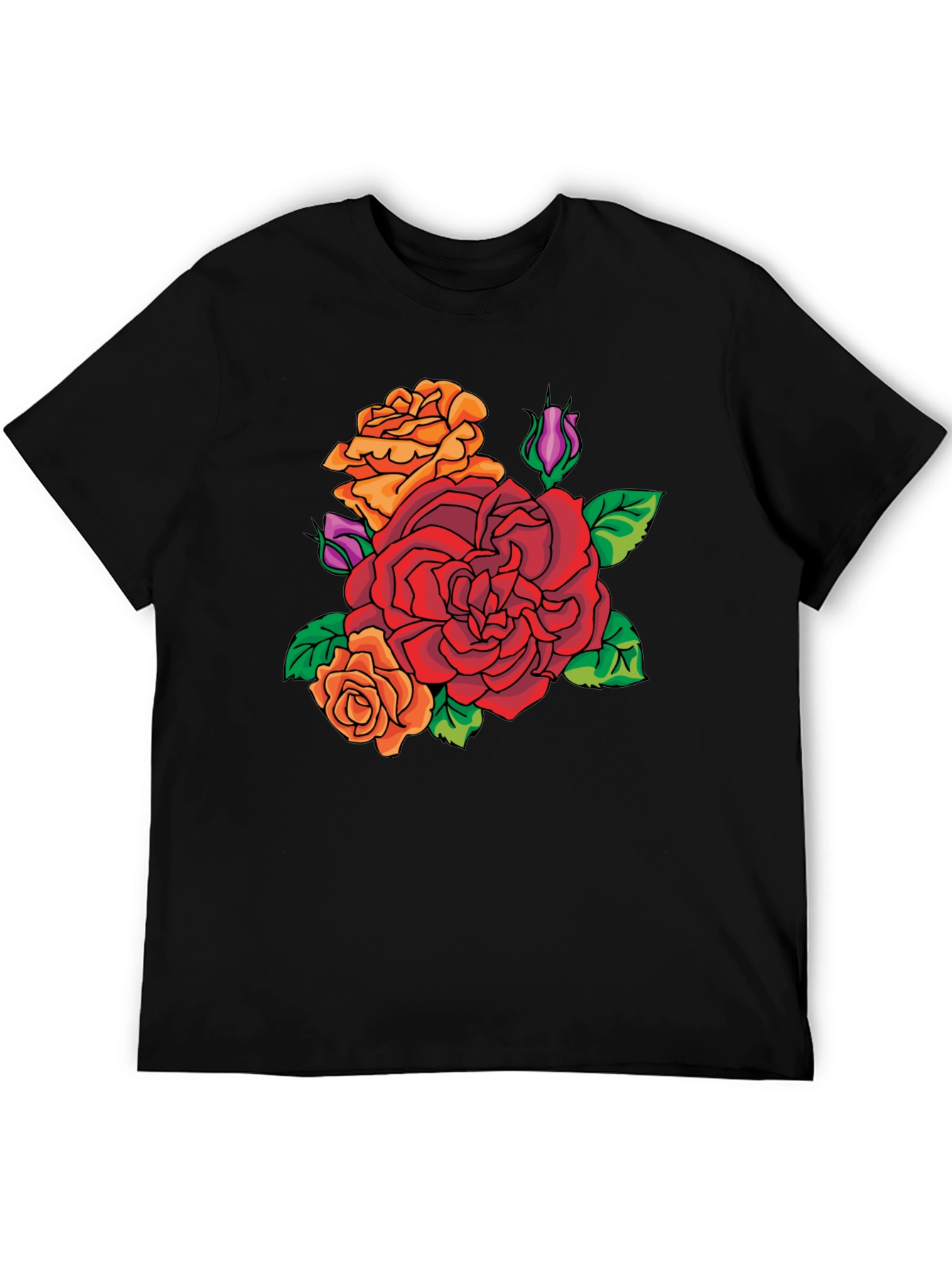 Floral Rose Graphic T-Shirt - Classic Crew Neck