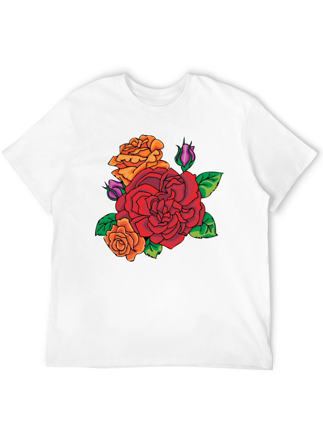 Floral Rose Graphic T-Shirt - Classic Crew Neck