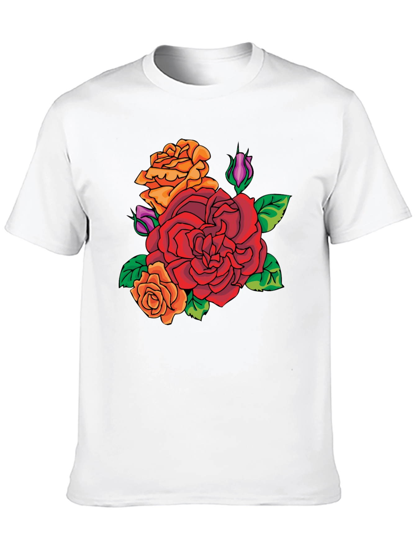 Floral Rose Graphic T-Shirt - Classic Crew Neck