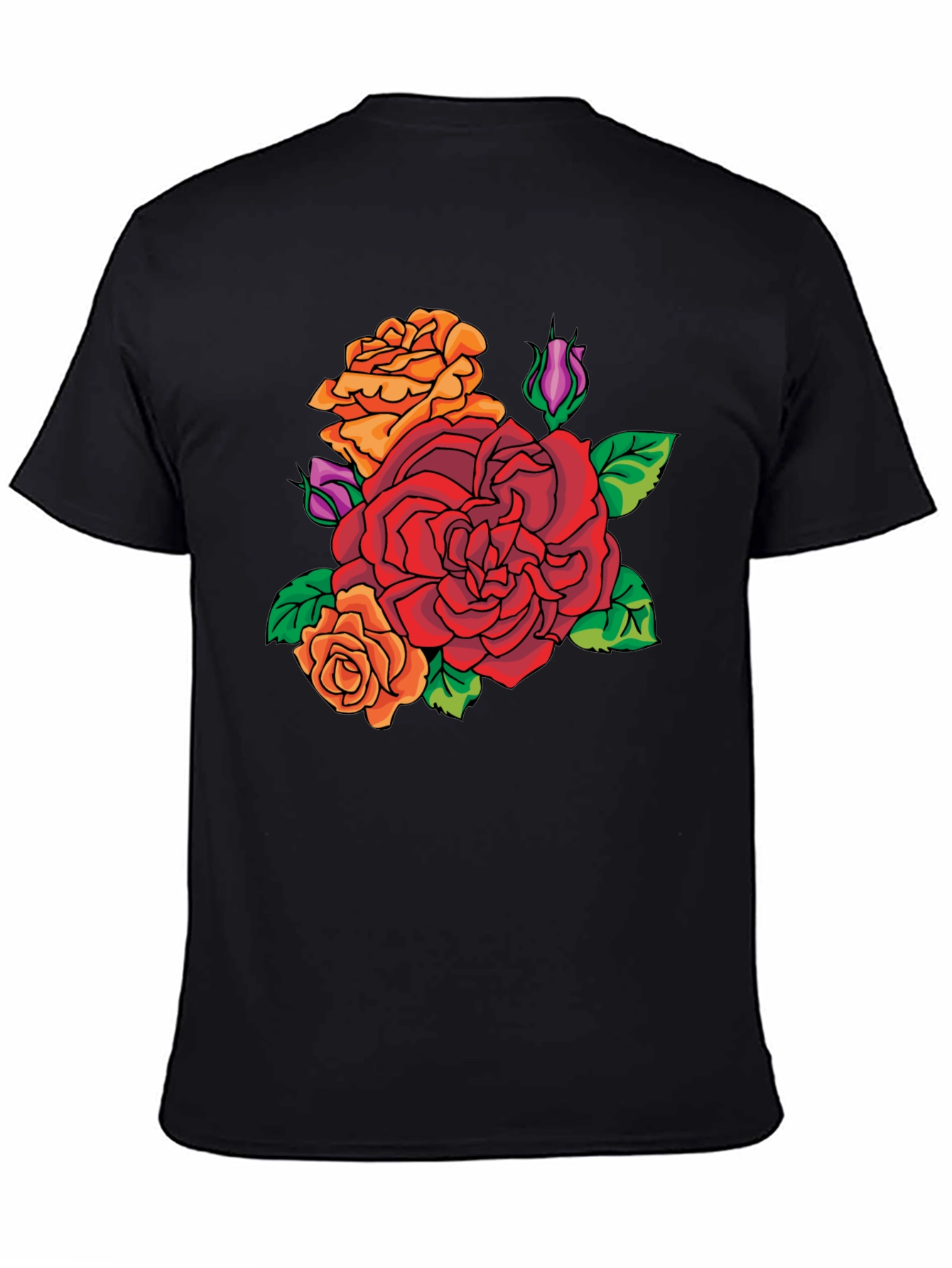 Floral Rose Graphic T-Shirt - Classic Crew Neck