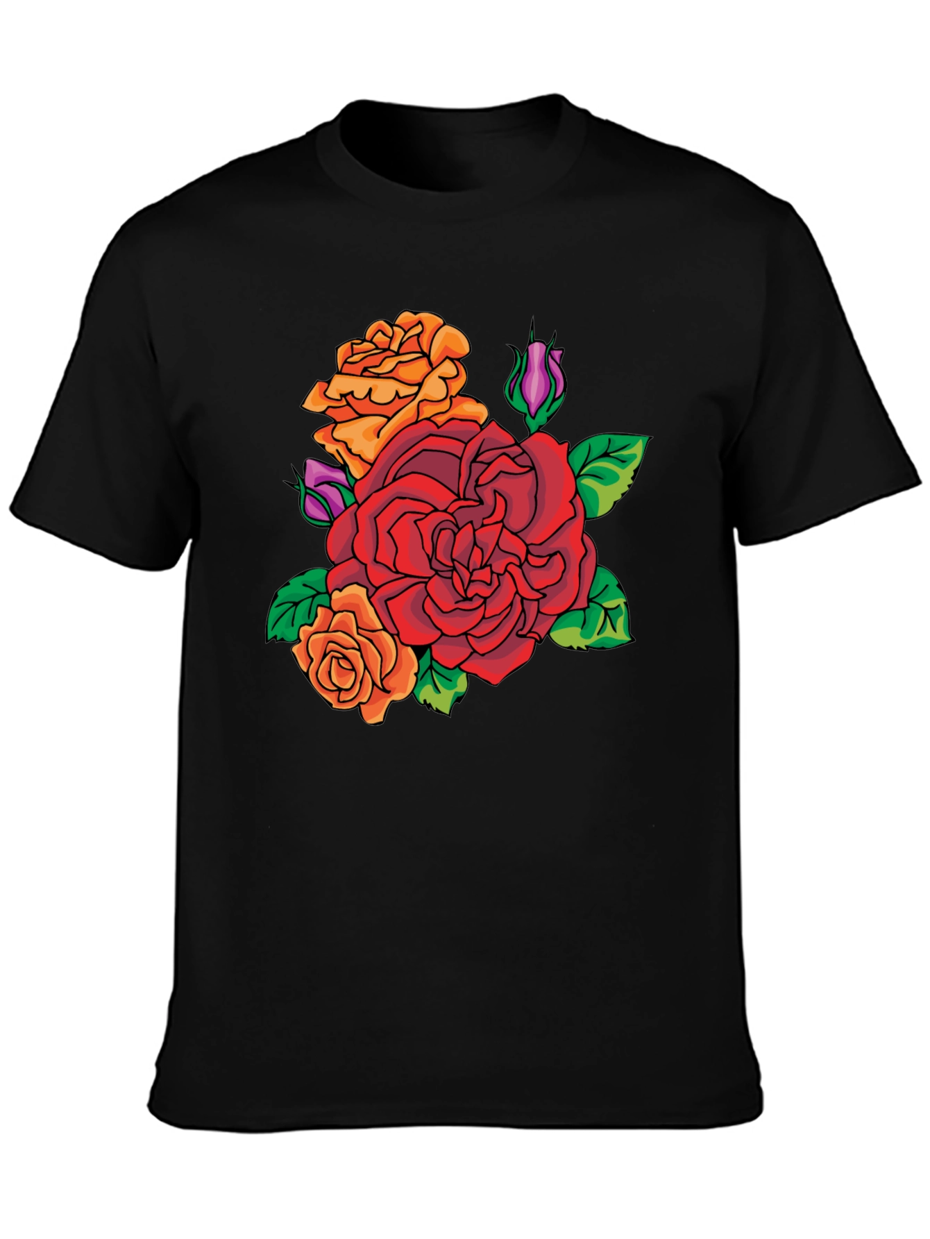 Floral Rose Graphic T-Shirt - Classic Crew Neck
