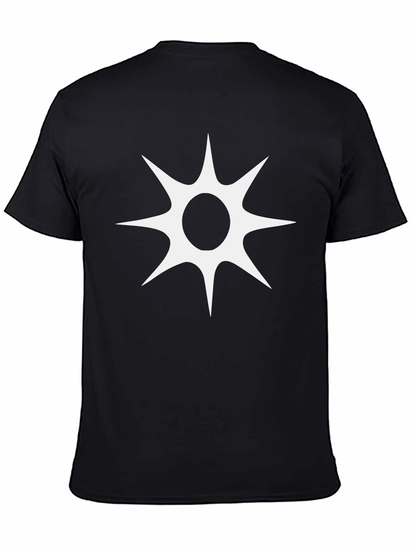 Black T-Shirt with White Starburst Design