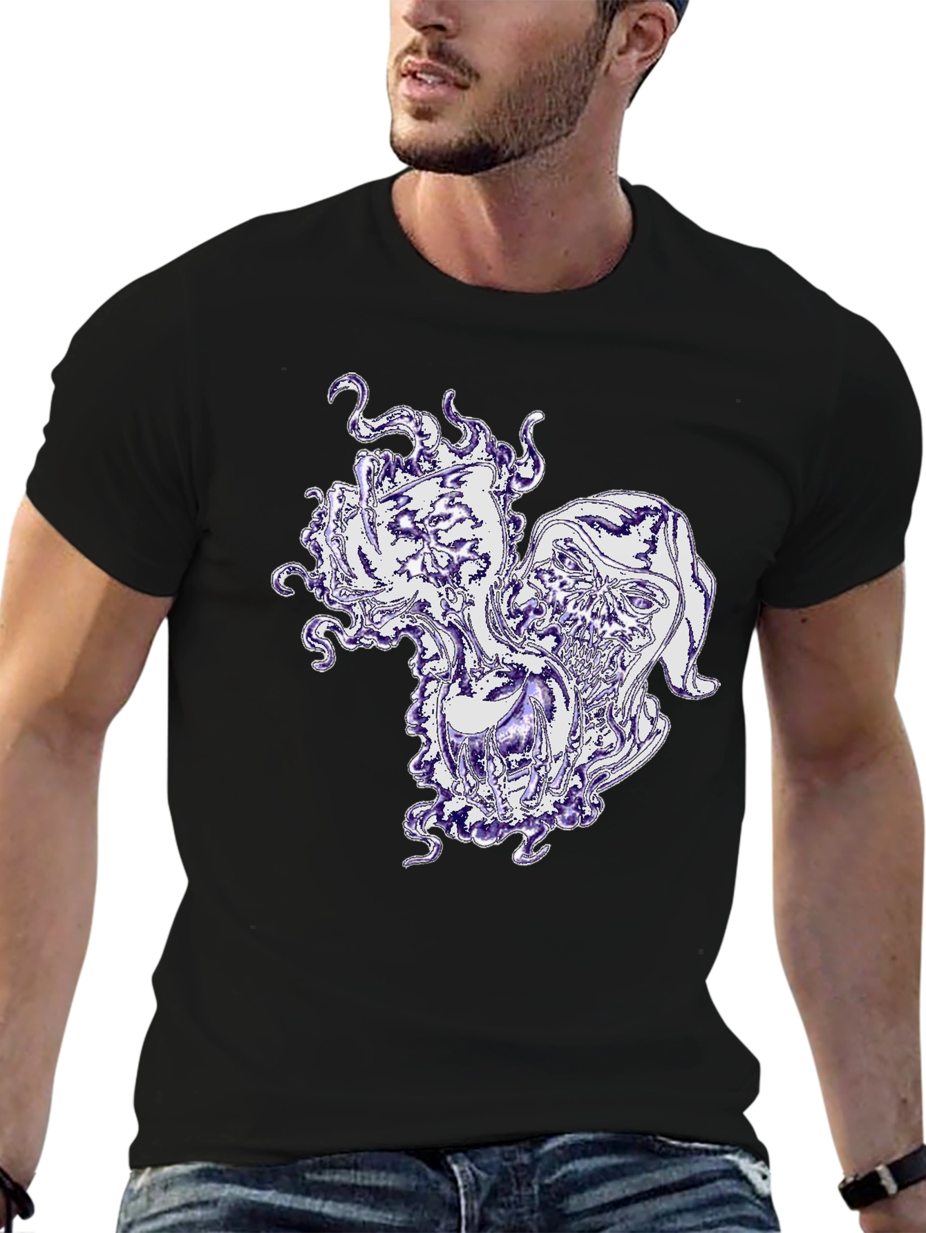 Mystic Skull Black T-Shirt - Unique Graphic Design