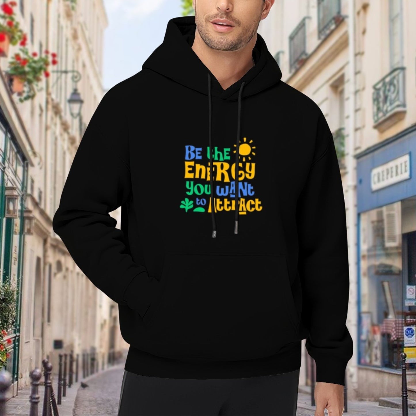 New Cozy Unisex Black Hoodie - Winter Snowflake Pattern - Soft Sweatshirt - American Direct Shipping