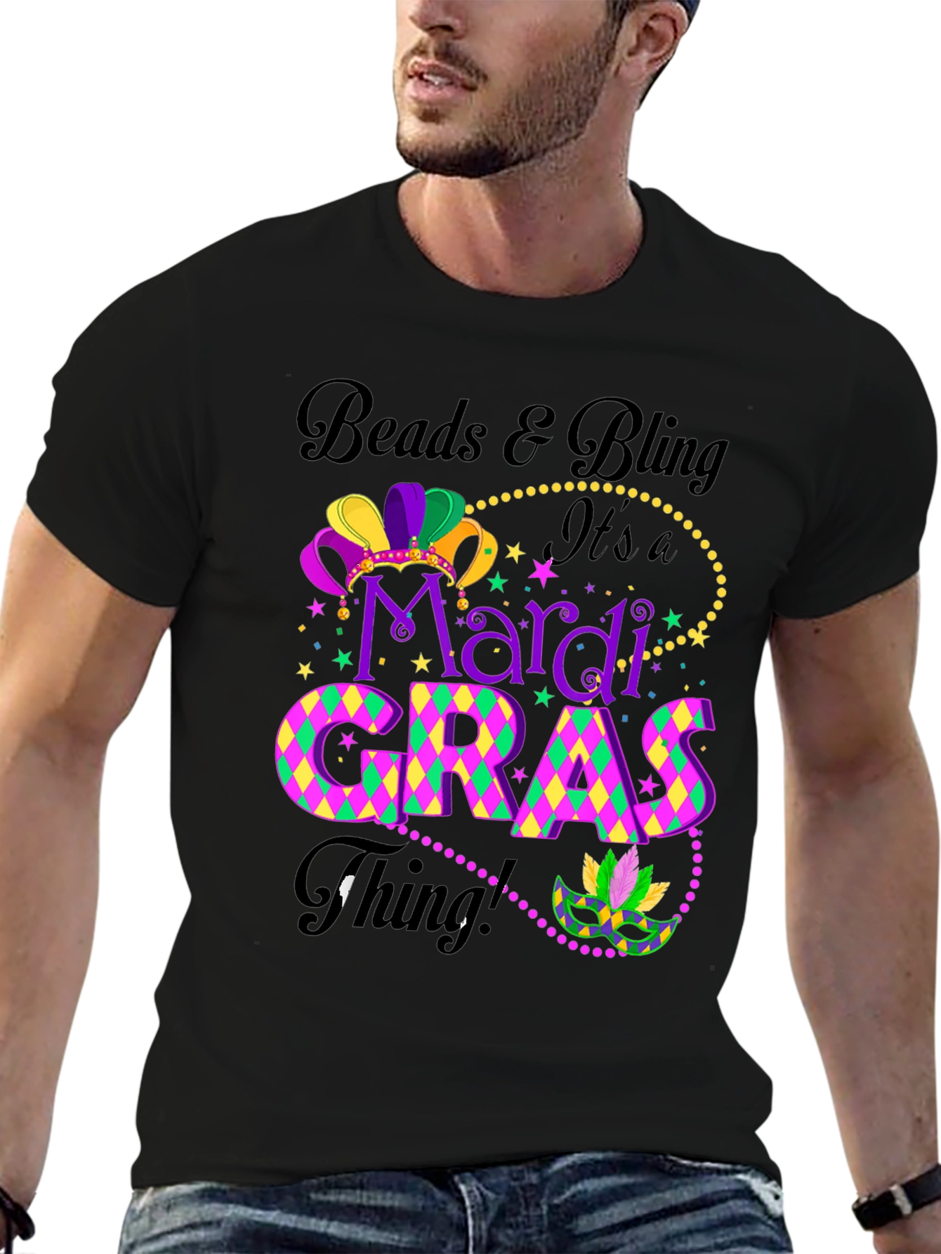 Mardi Gras T-Shirt: Beads & Bling