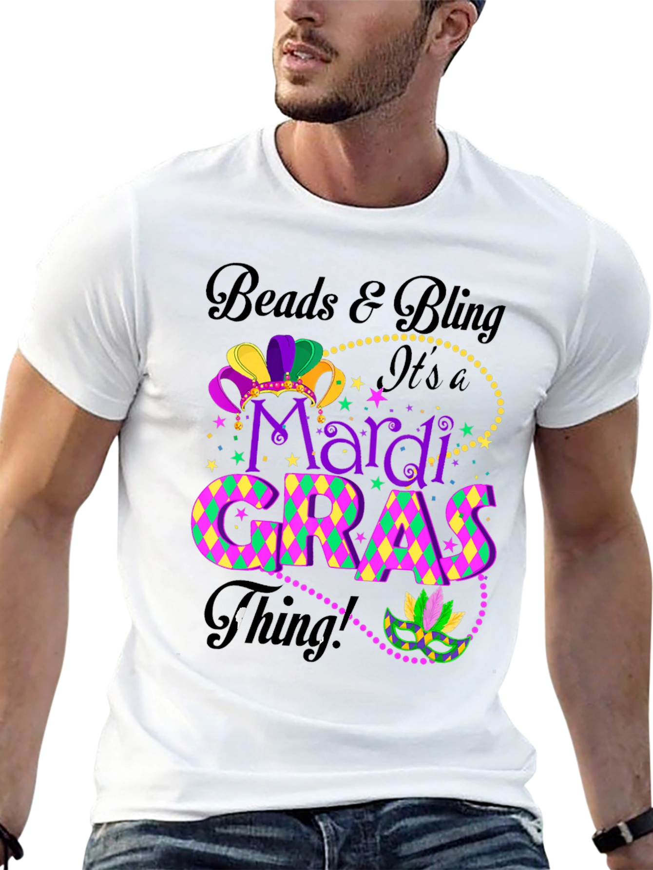 Mardi Gras T-Shirt: Beads & Bling