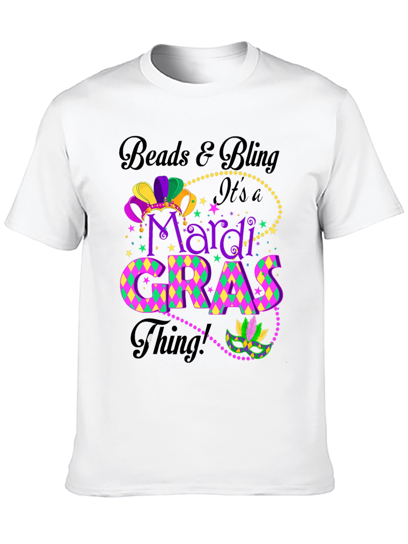 Mardi Gras T-Shirt: Beads & Bling
