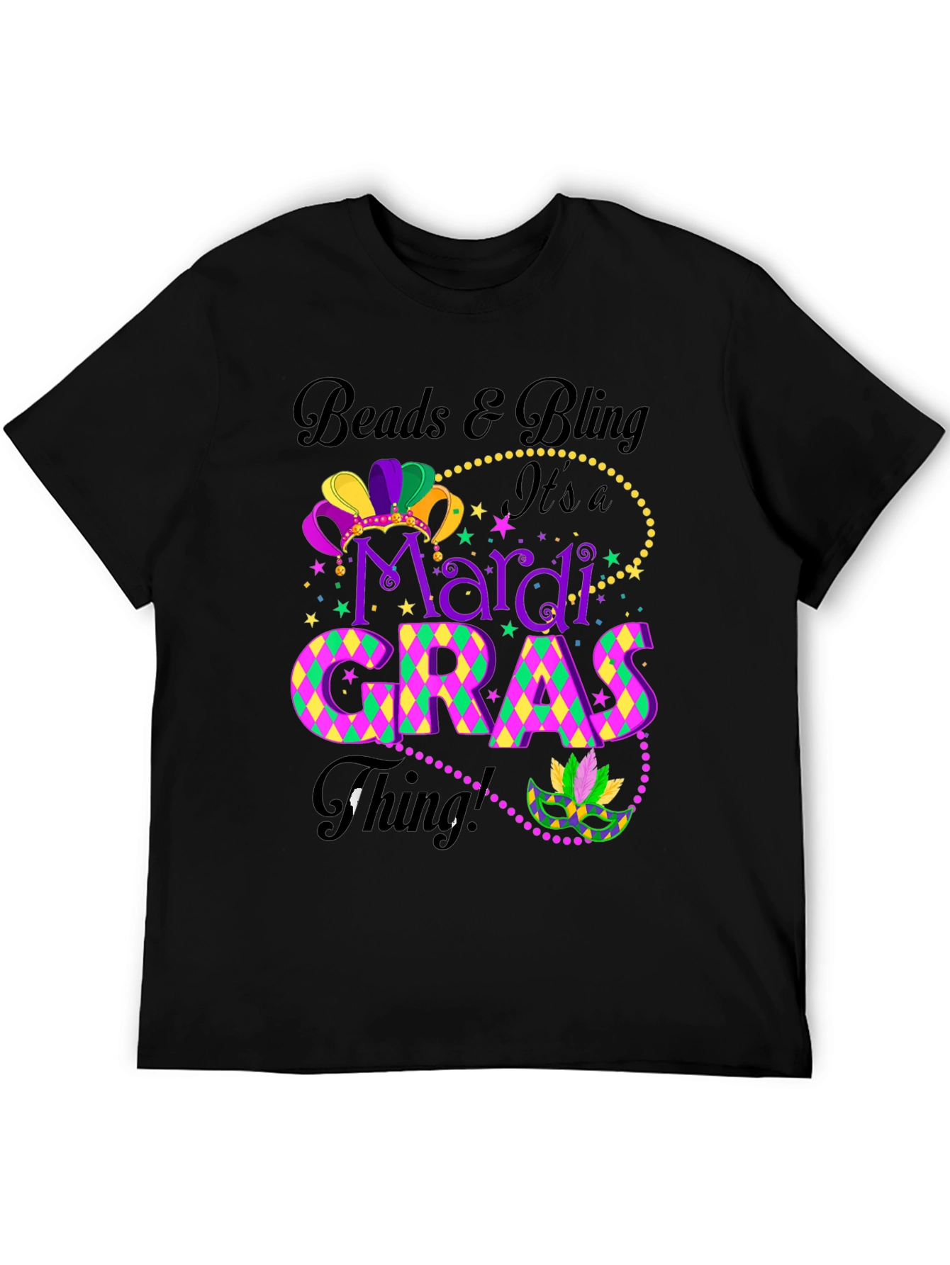 Mardi Gras T-Shirt: Beads & Bling