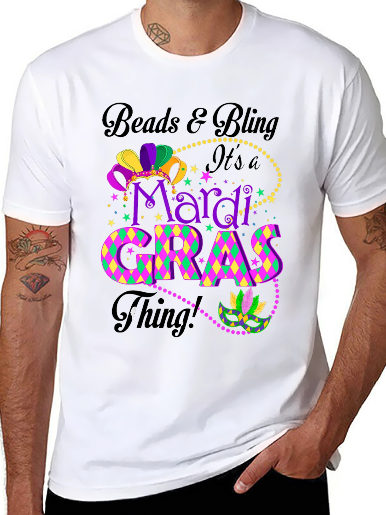 Mardi Gras T-Shirt: Beads & Bling