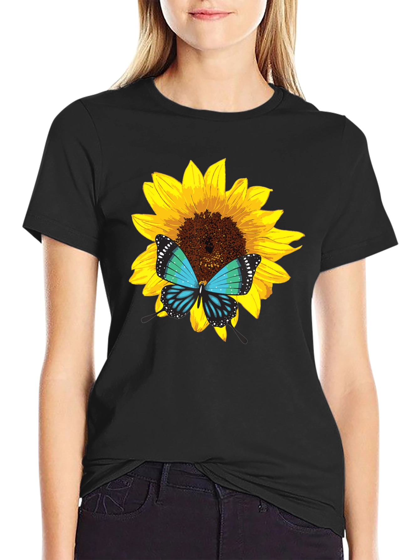 Sunflower Butterfly Graphic Tee
