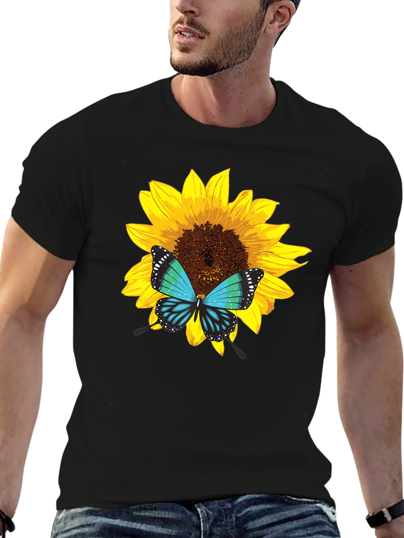 Sunflower Butterfly Graphic Tee