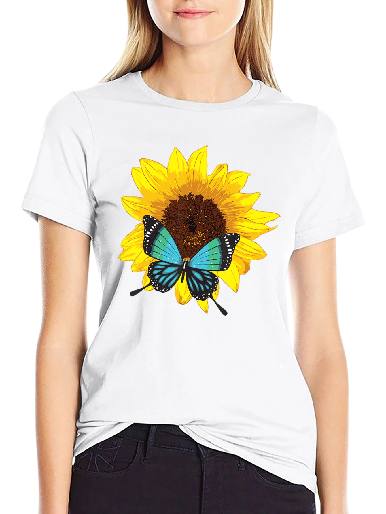 Sunflower Butterfly Graphic Tee