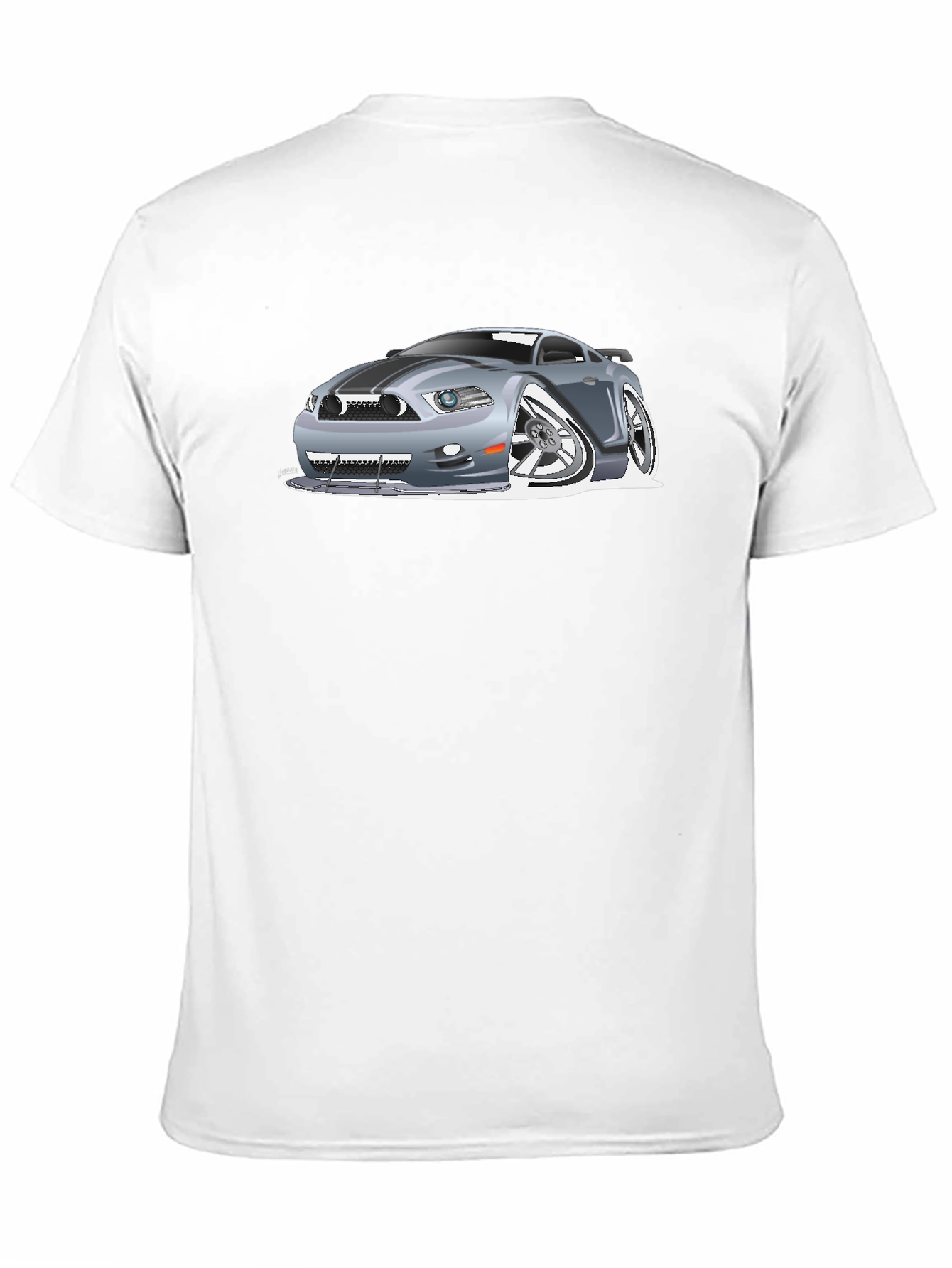 Caricature Car Graphic T-Shirt - Black